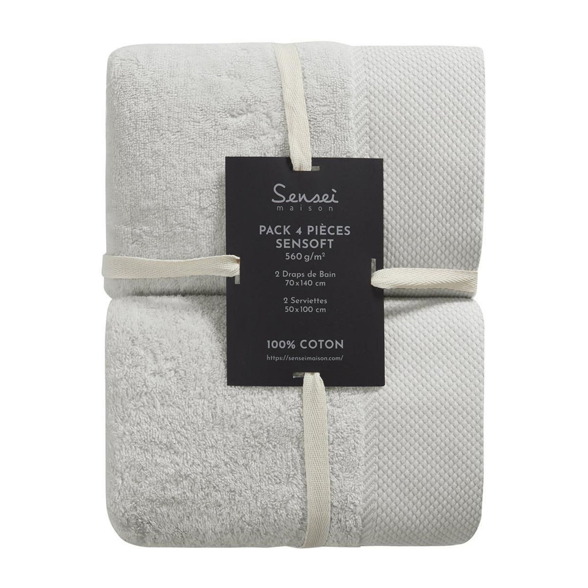 Sensei Maison Ensemble de bain 4 pièces Zéro Twist SENSOFT (2 draps de bain + 2 serviettes)