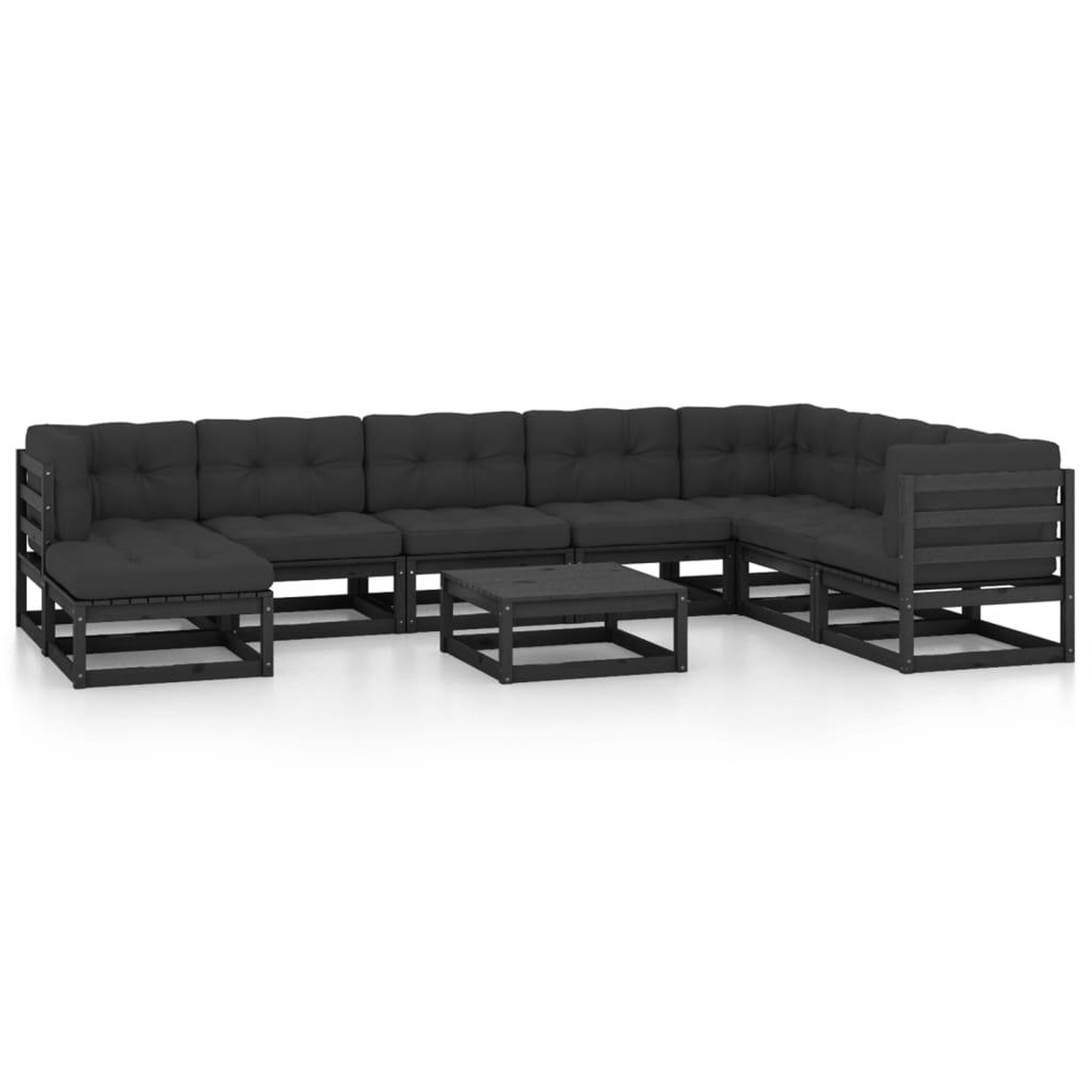 Voir la diapositive 2 : VIDAXL Salon de jardin 9 pcs avec coussins Bois de pin massif