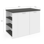 Voir la diapositive 5 : ID MARKET Ilot central TIBO 120 cm bois blanc avec plan de travail gris anthracite