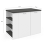 Voir la diapositive 5 : ID MARKET Ilot central TIBO 120 cm bois blanc avec plan de travail gris anthracite