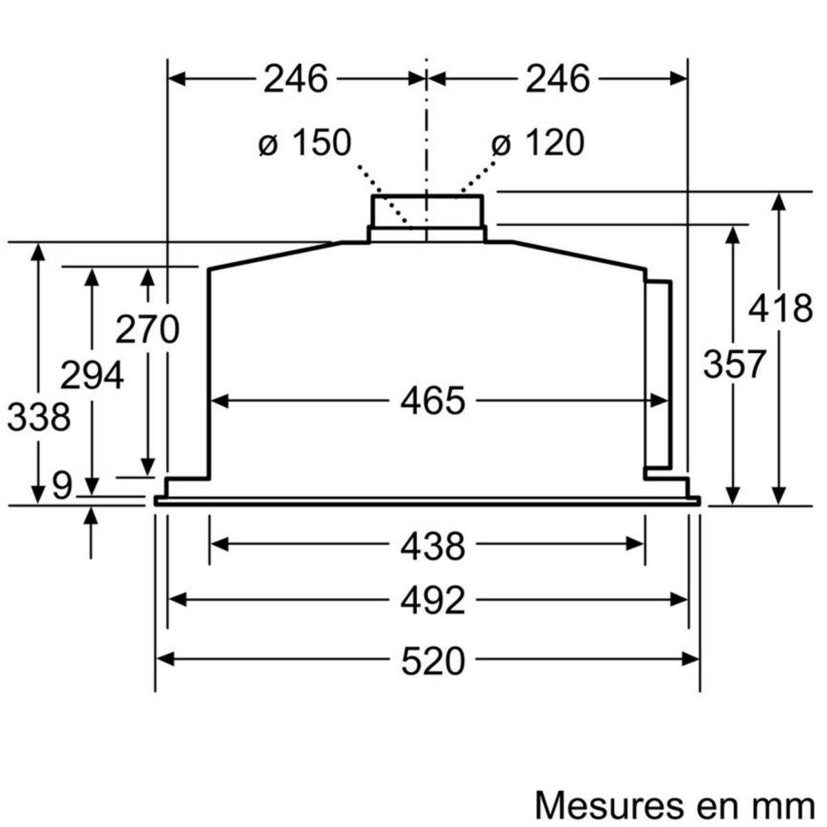 Neff Groupe filtrant 52cm 64db 730m3/h inox - d55ml66n1