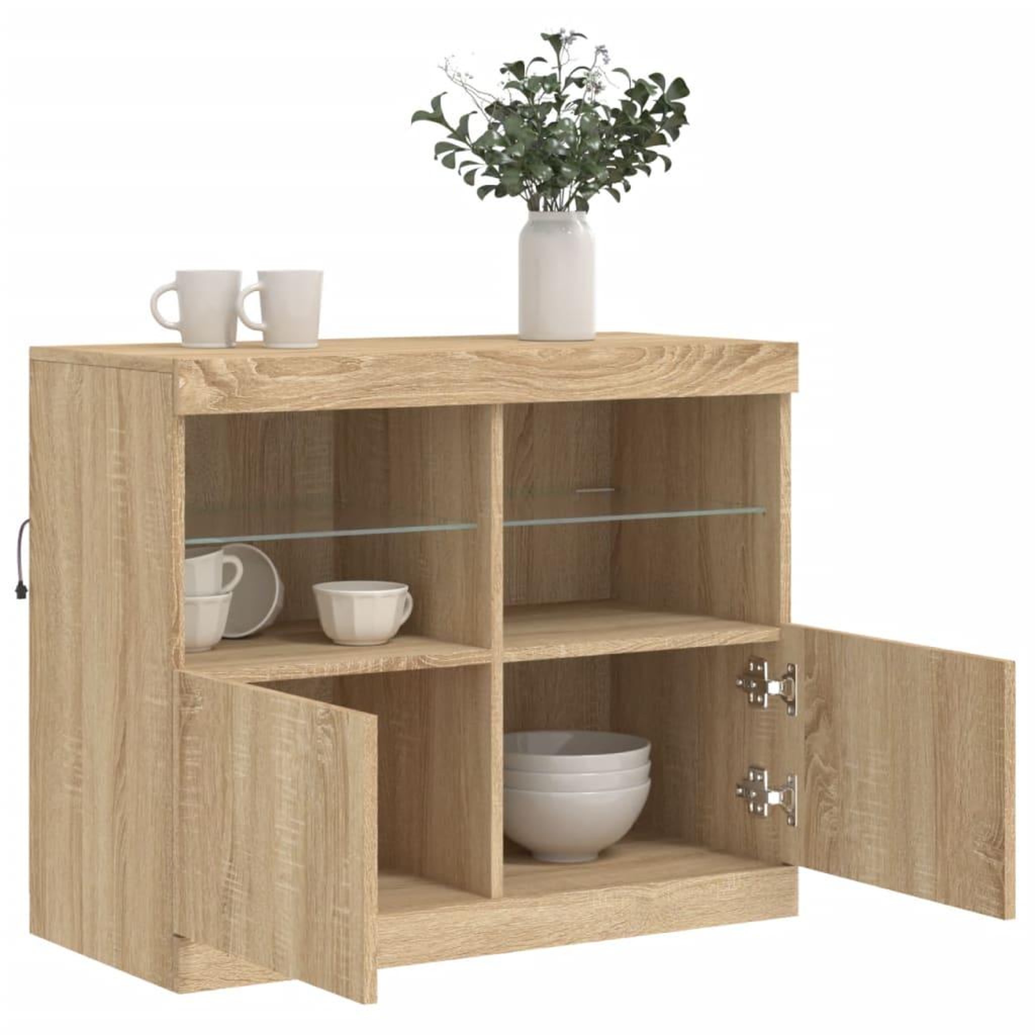 Voir la diapositive 5 : VIDAXL Buffet avec lumieres LED chene sonoma 81x37x67 cm