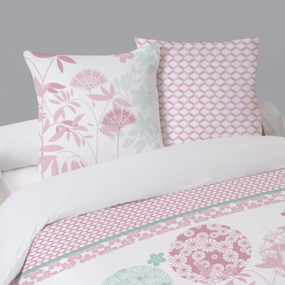Dourev Housse de couette 240x220 FLORENA + 2 taies 100% coton