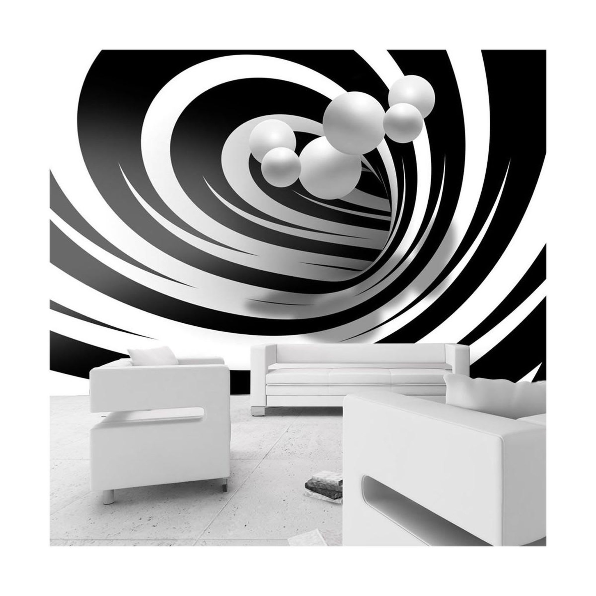 Paris Prix Papier peint  twisted in black & white. Coloris disponibles : Multicolore