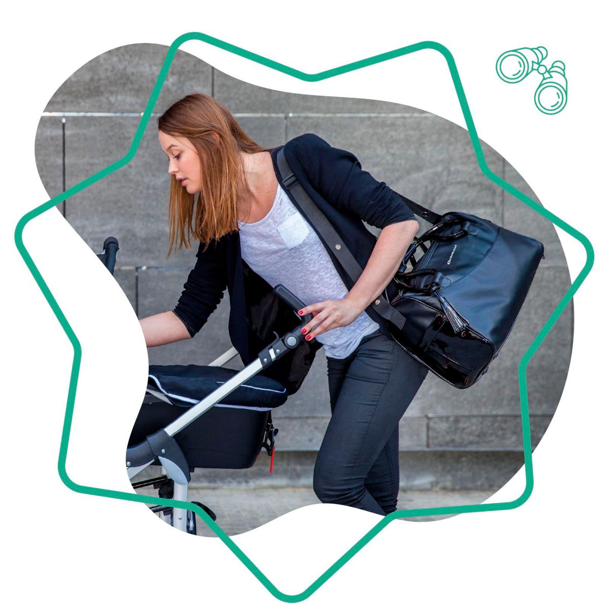 BADABULLE Sac à langer Glossy Badabulle - Poches intérieures et extérieures - Matelas à langer inclus