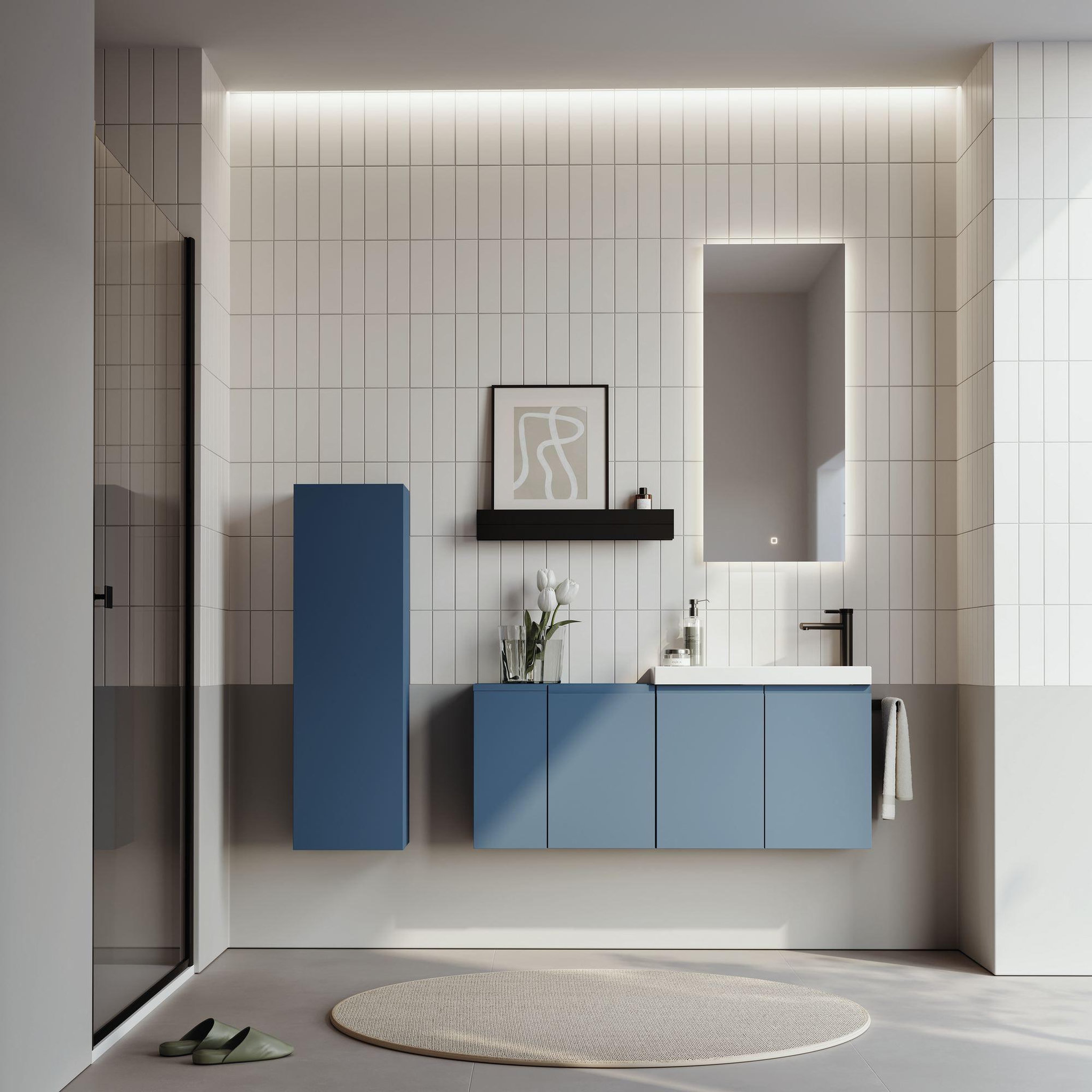 Voir la diapositive 3 : Habitat et Jardin Armoire de Salle de Bain  Ferla 30  - 30 x 25 x 100 cm - Petrol Blue