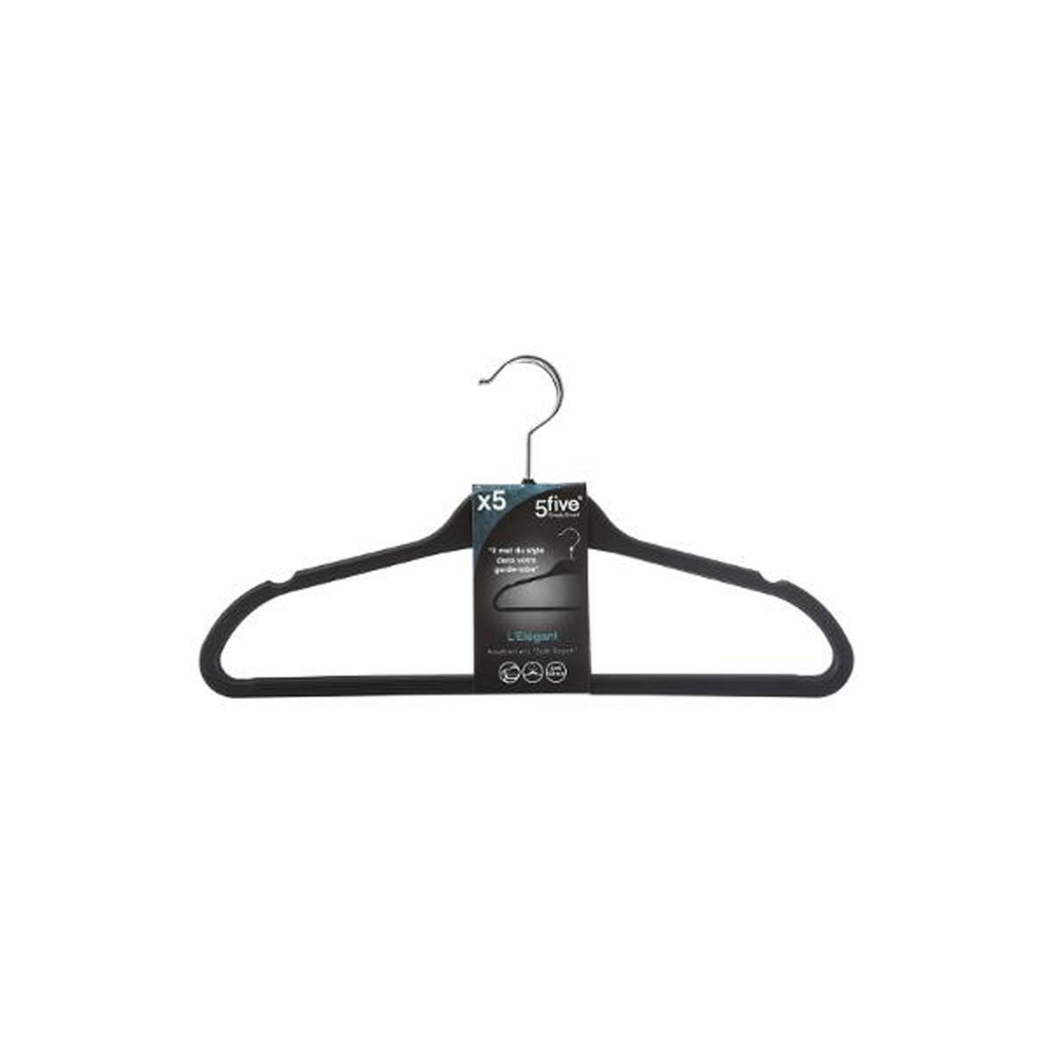 Voir la diapositive 3 : FIVE Lot de 5 cintres  anti-dérapant  45cm noir
