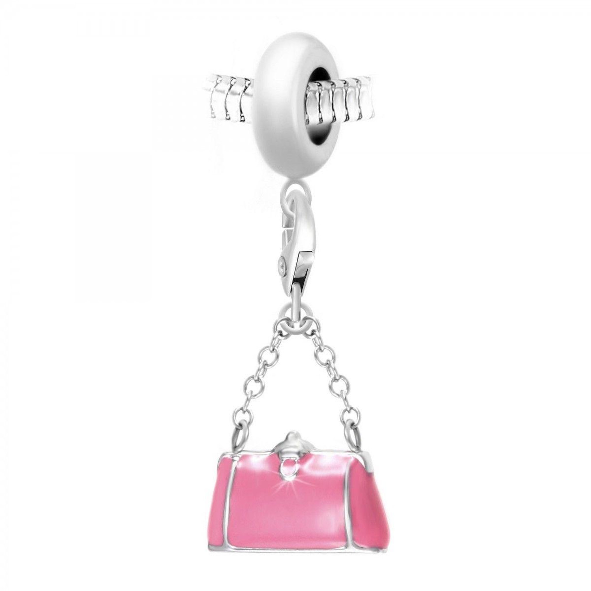 SC CRYSTAL Charm perle SC Crystal en acier avec pendentif sac à main rose