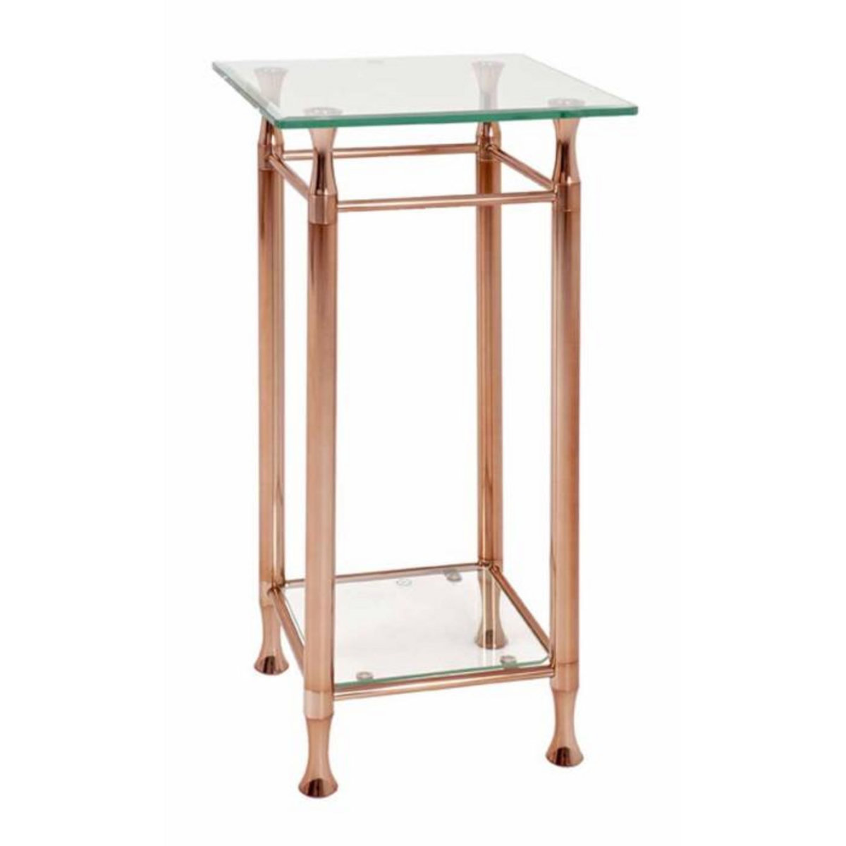 Paris Prix Table d'Appoint Acier & Verre Design  Hyva  72cm Cuivre