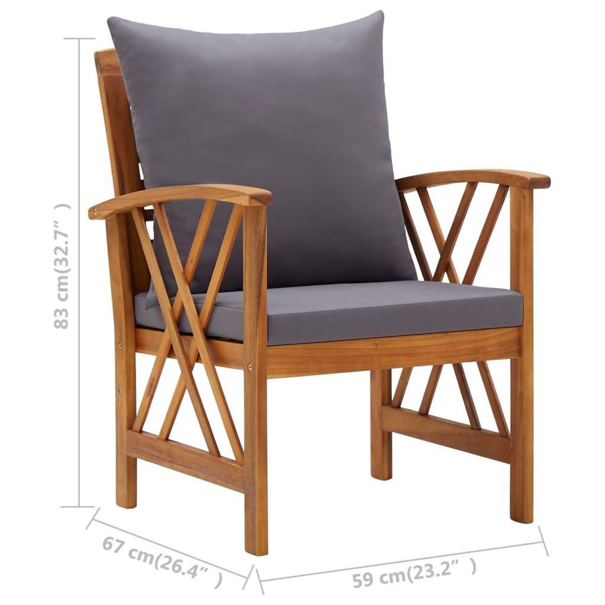 VIDAXL Chaises de jardin avec coussins lot de 2 Bois d'acacia massif