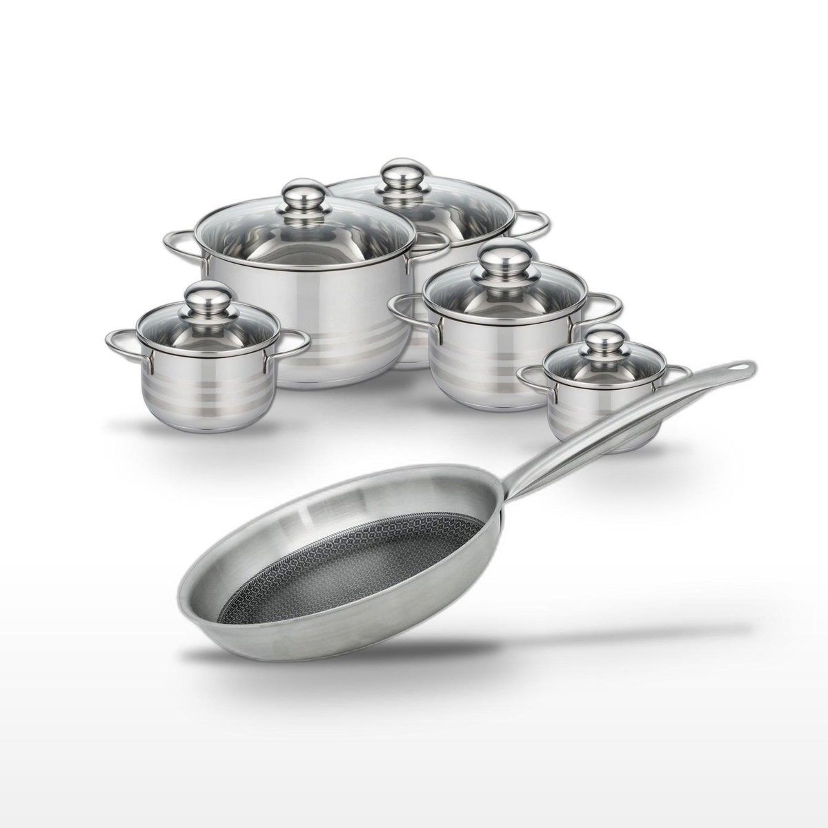 ELO Lot Poêle 24cm & Faitouts 12/14/16/20/24cm Elo Relief Solution