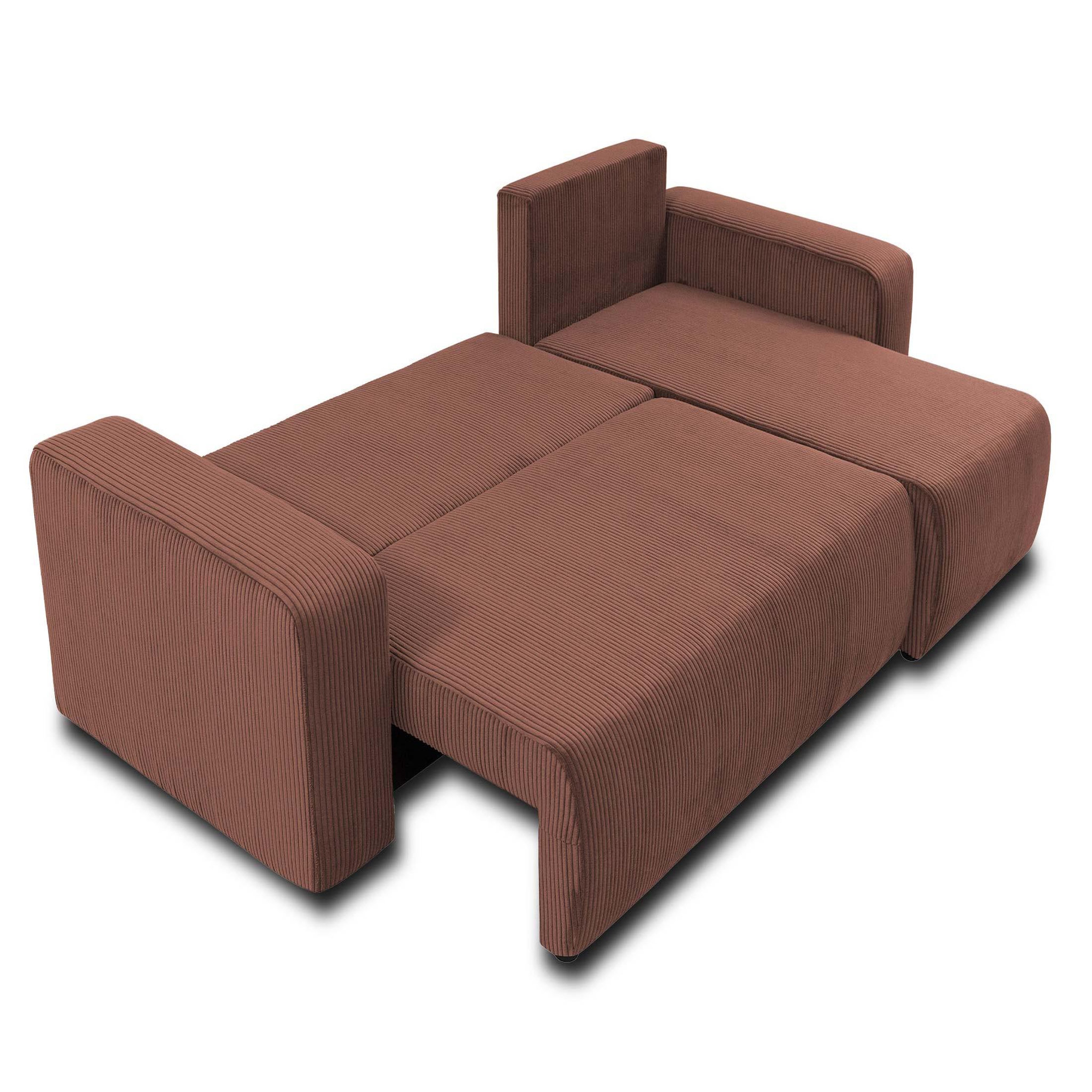 Voir la diapositive 3 : BEST MOBILIER Artemisa - canapé d'angle réversible 4 places - convertible avec coffre - en velours côtelé