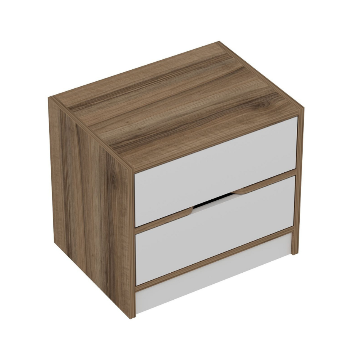 CONCEPT USINE Table de chevet bois et blanc 2 tiroirs MOLDE