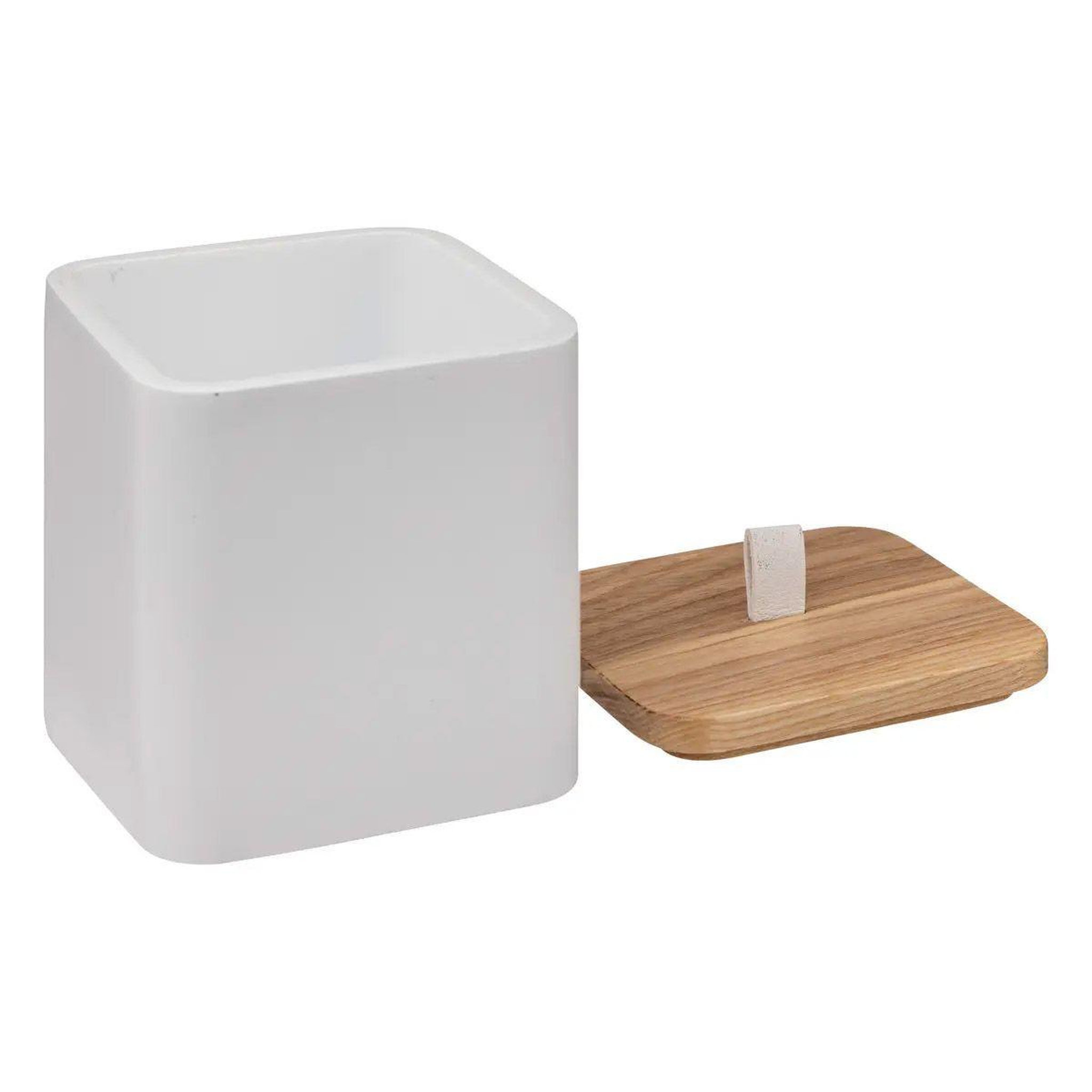 Voir la diapositive 2 : FIVE Pot à coton en résine  natureo  9cm blanc