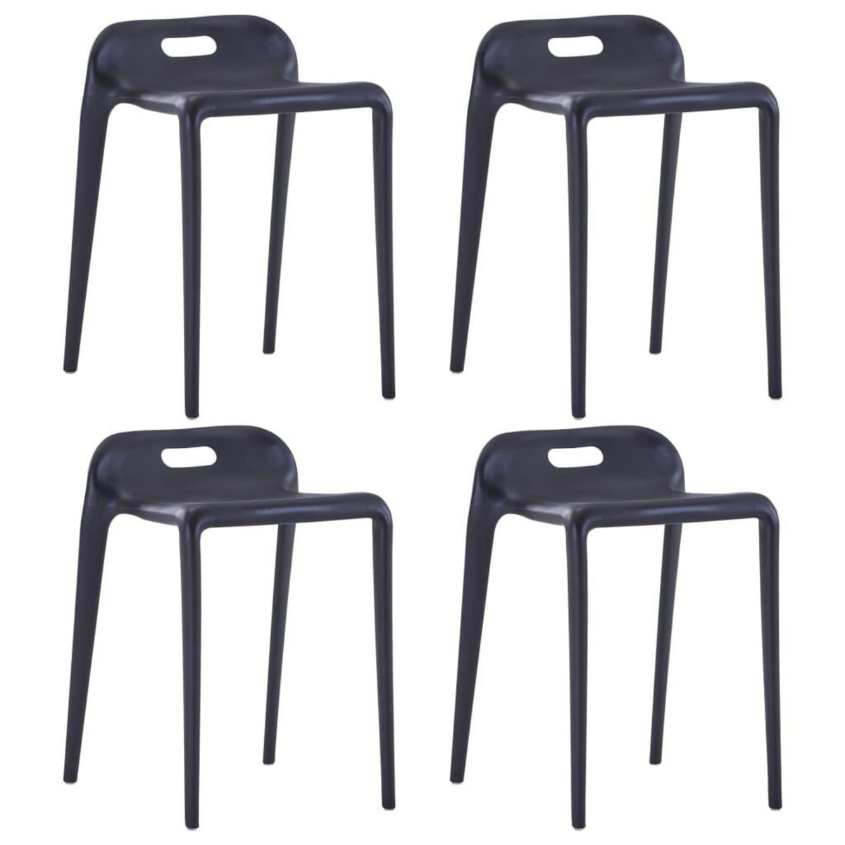 VIDAXL Tabourets empilables lot de 4 noir plastique