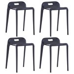 VIDAXL Tabourets empilables lot de 4 noir plastique