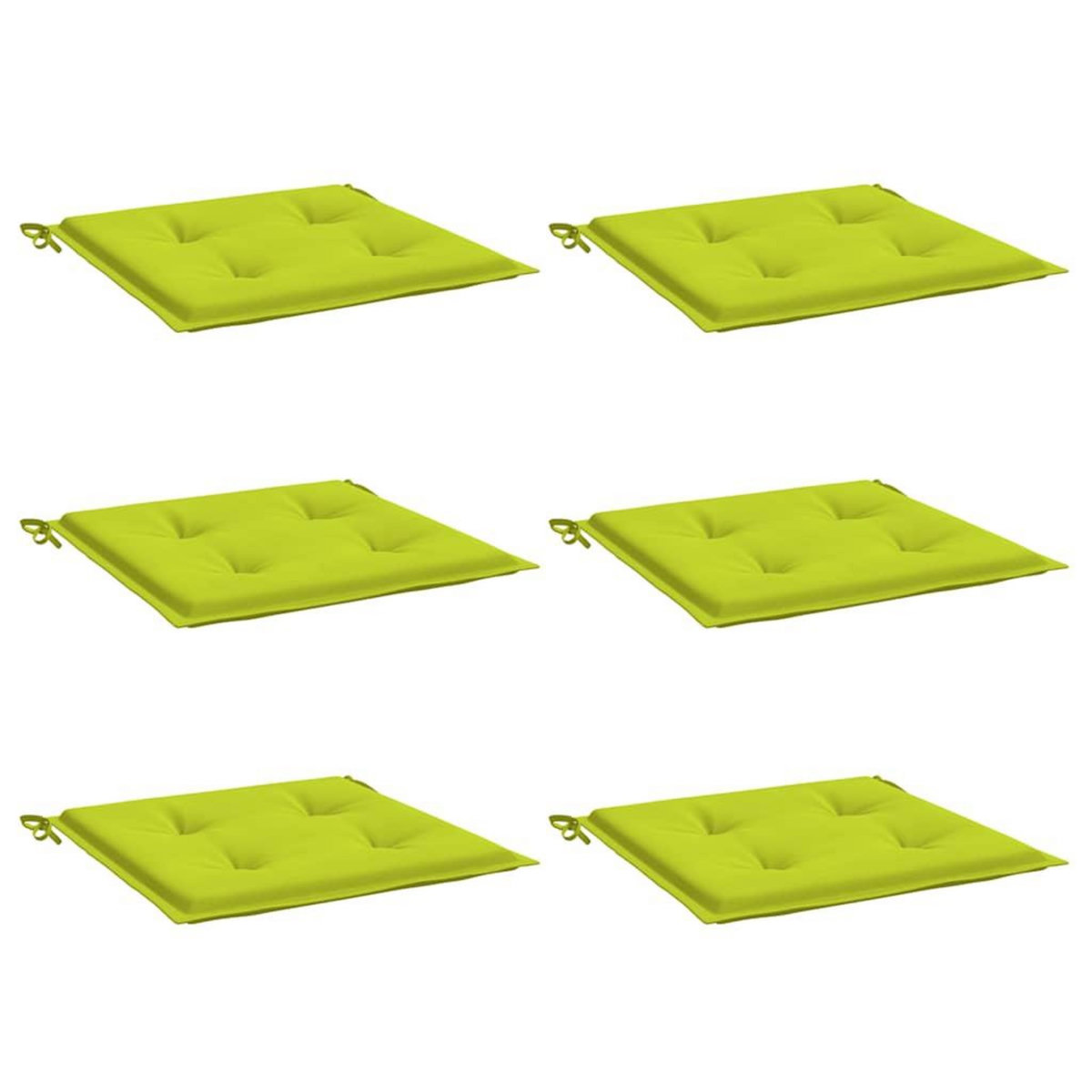 VIDAXL Coussins de chaise de jardin lot de 6 vert vif 40x40x3 cm