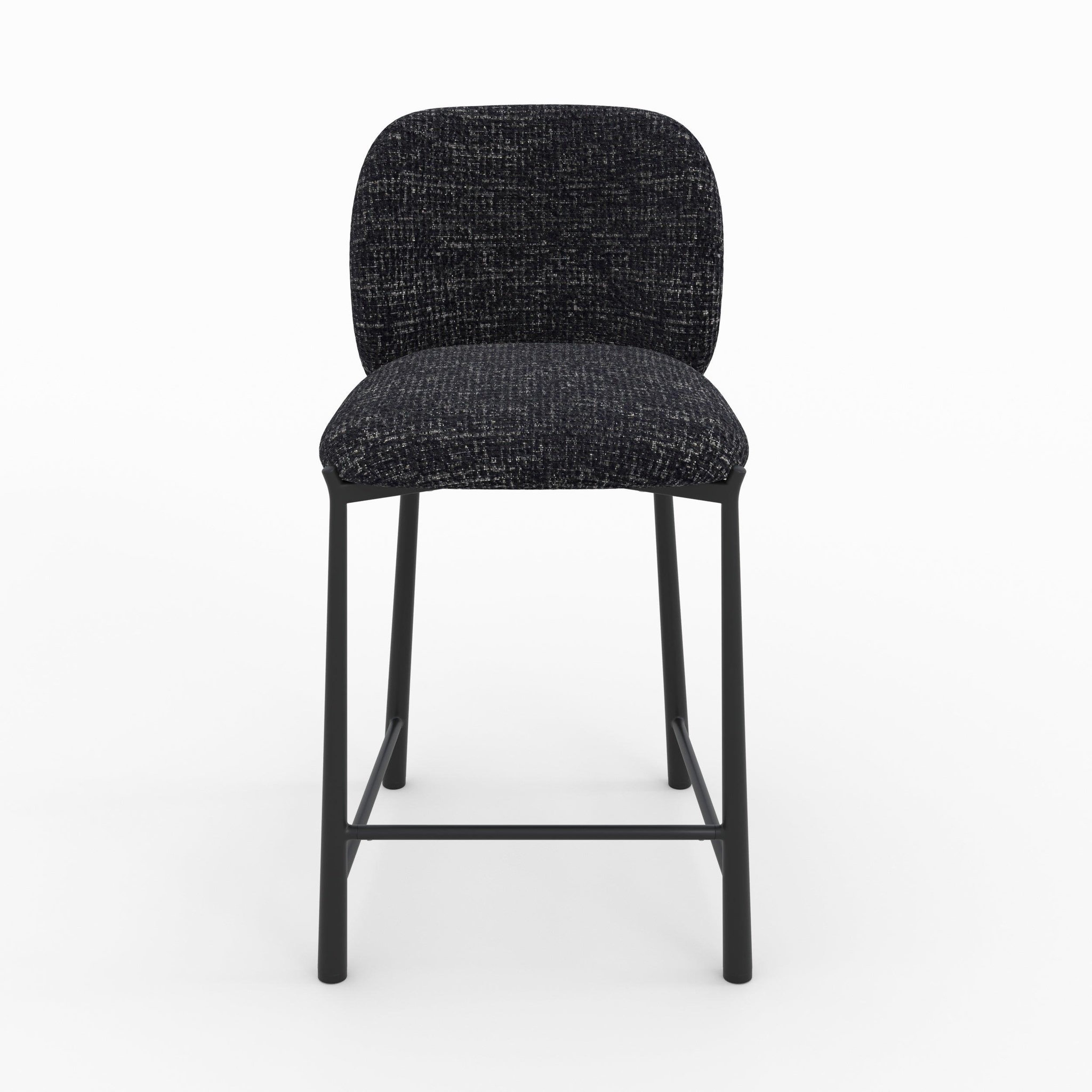 Voir la diapositive 6 : MAISON PAVANE Lot de 2 chaises pour ilot central 65,5 cm en tissu texturé noir-bento