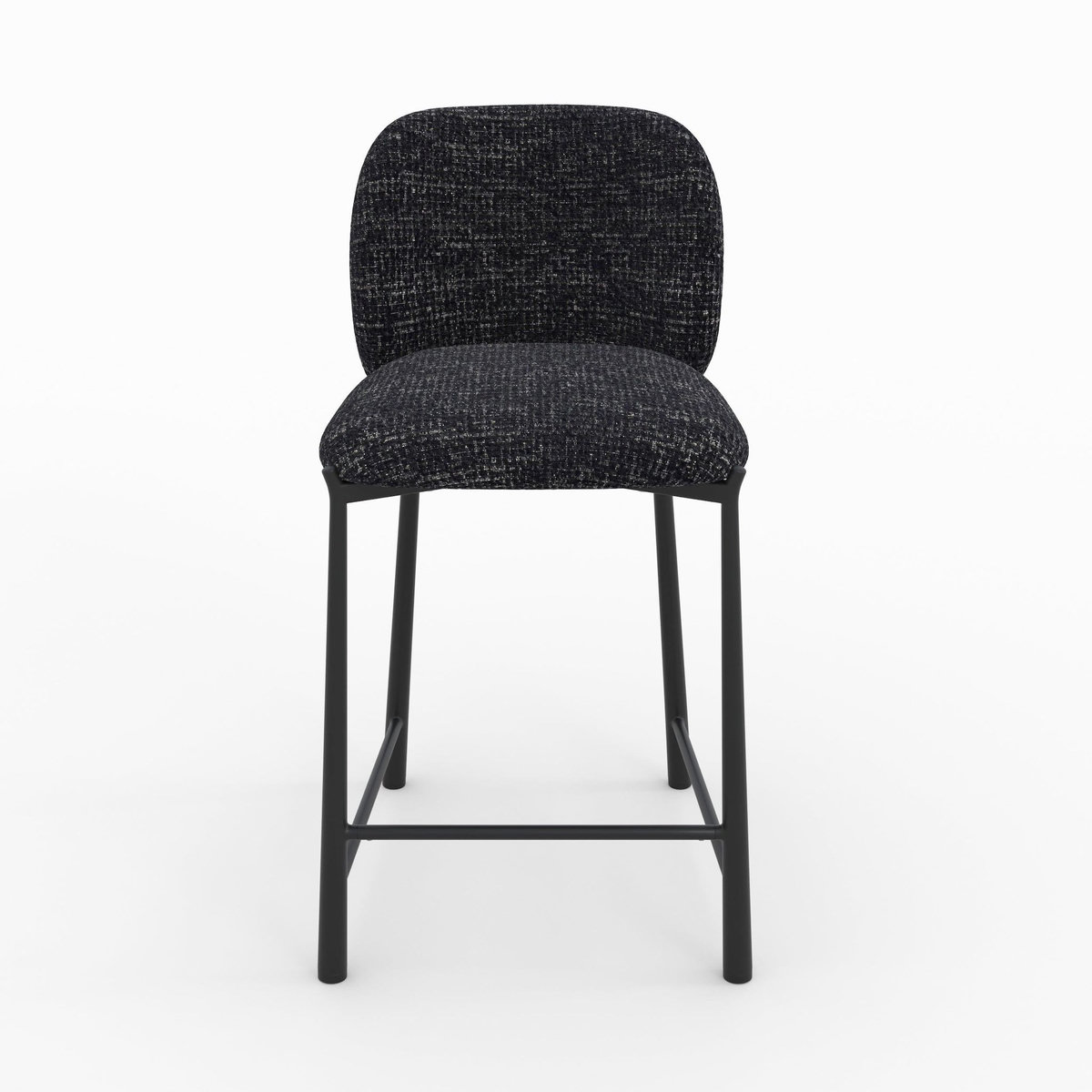 MAISON PAVANE Lot de 2 chaises pour ilot central 65,5 cm en tissu texturé noir-Bento