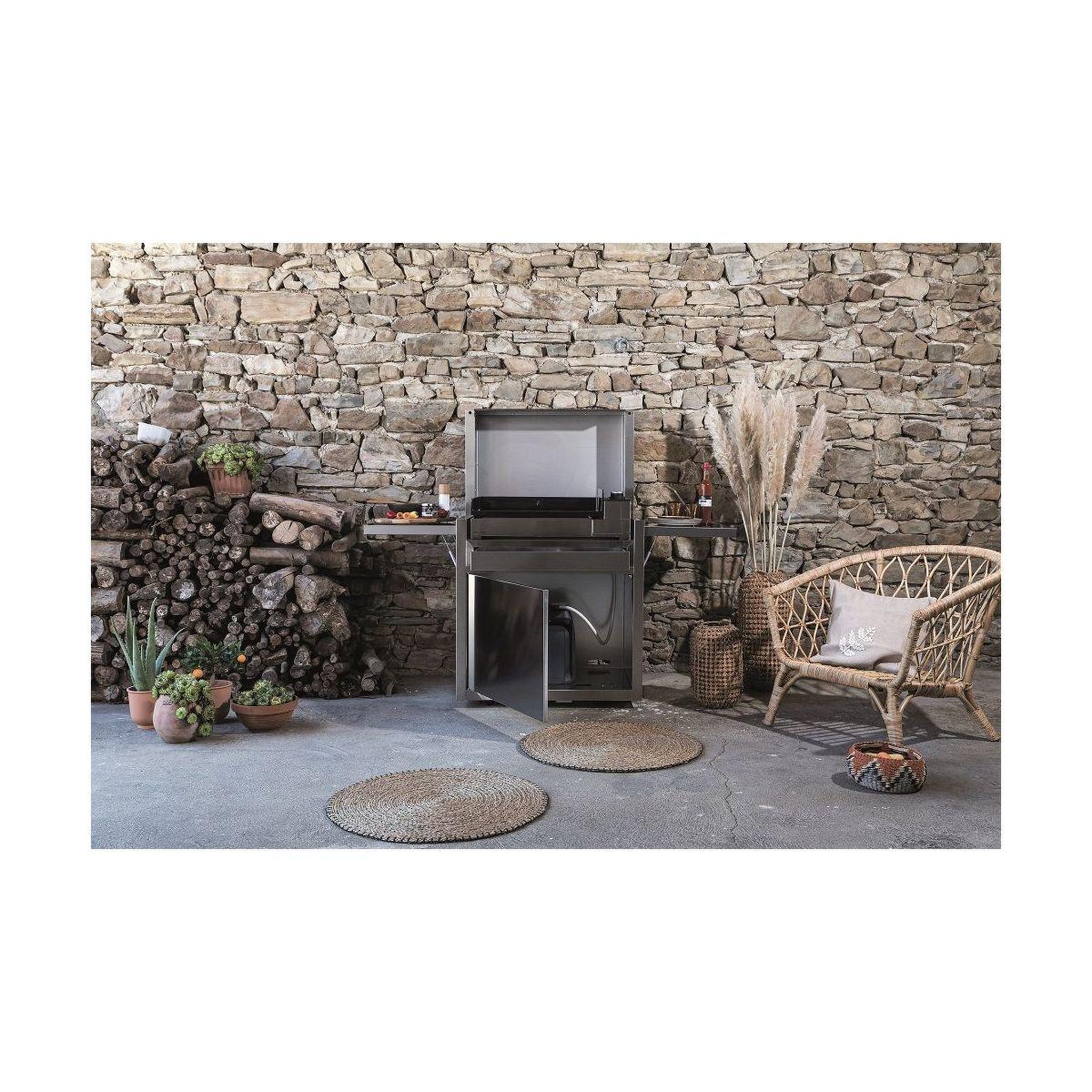 Voir la diapositive 2 : FORGE ADOUR Chariot plancha ch pif 60 en inox fermé compatible plancha premium 60