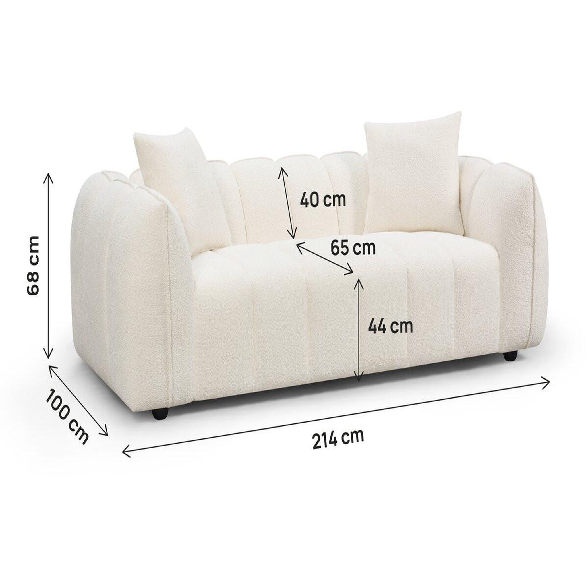 Voir la diapositive 3 : Habitat et Jardin Canapé droit en tissu style bubble  balzac  - 3 places - crème