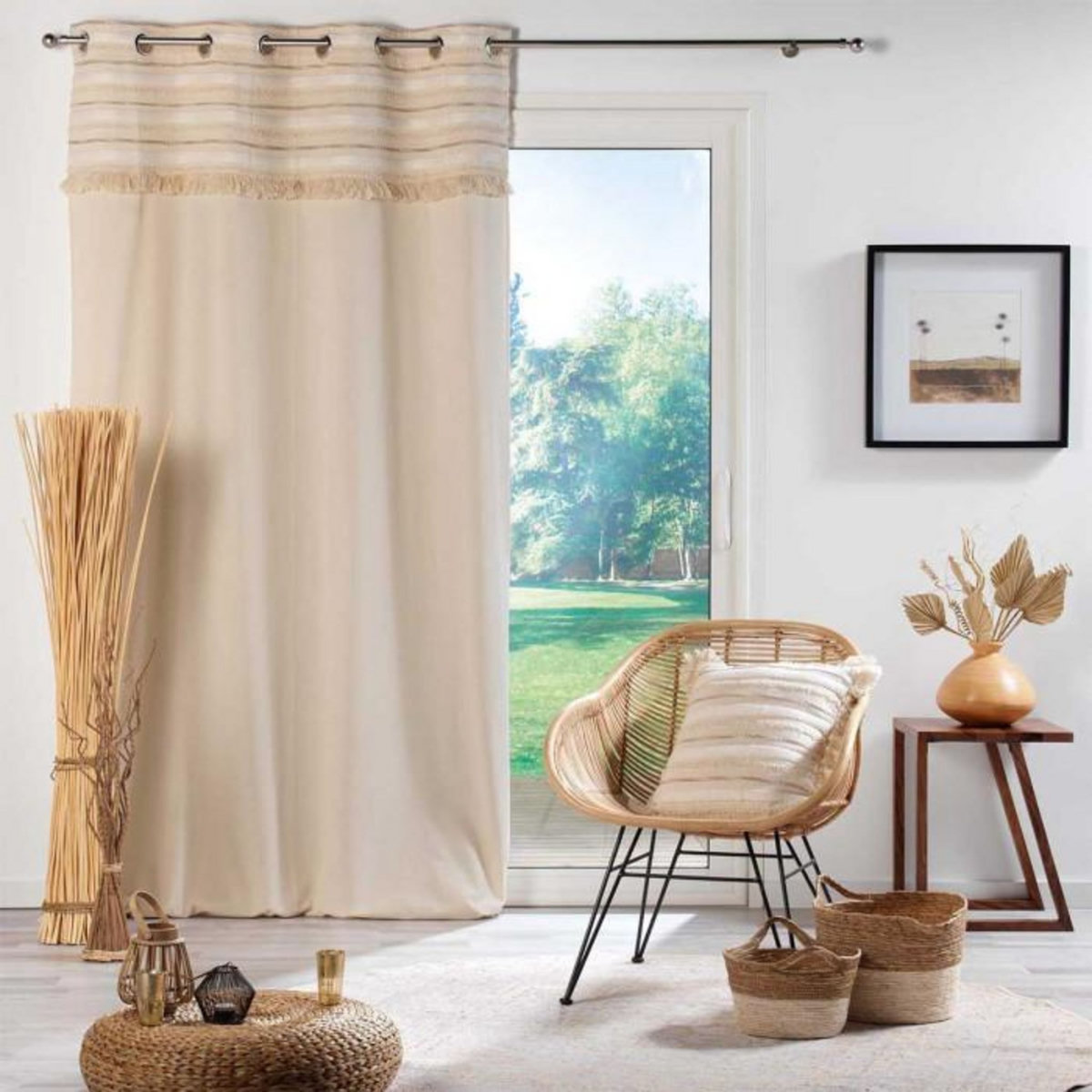 Paris Prix Coussin Déco à Franges  Atlas  40x40cm Naturel