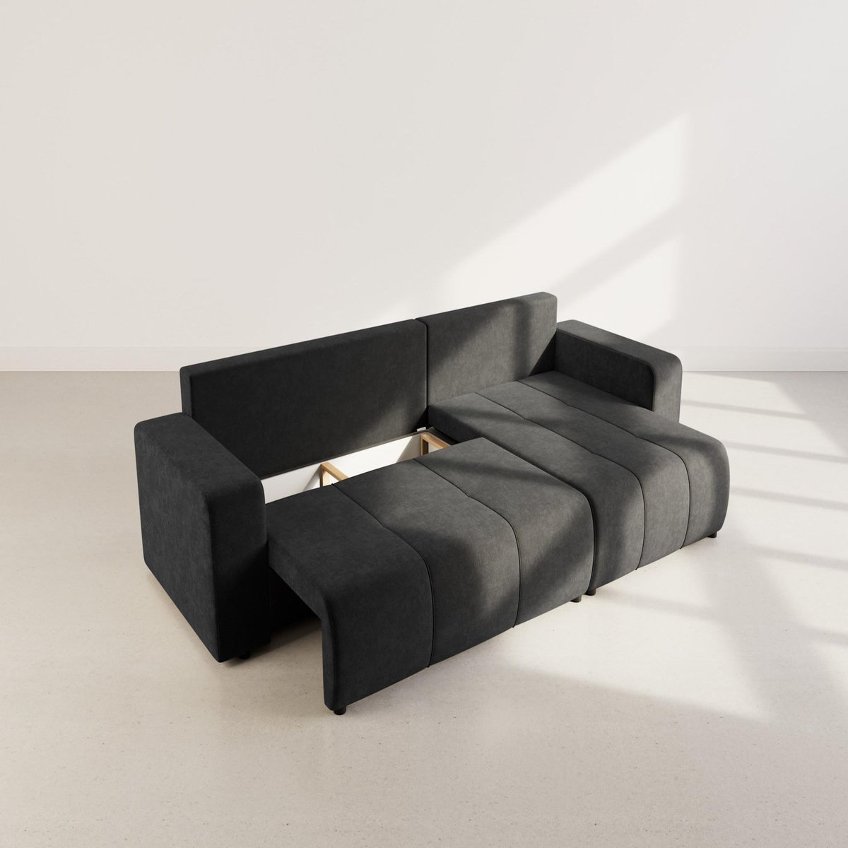 BEST MOBILIER Nicole - canapé d'angle réversible 5 places convertible avec coffre en tissu