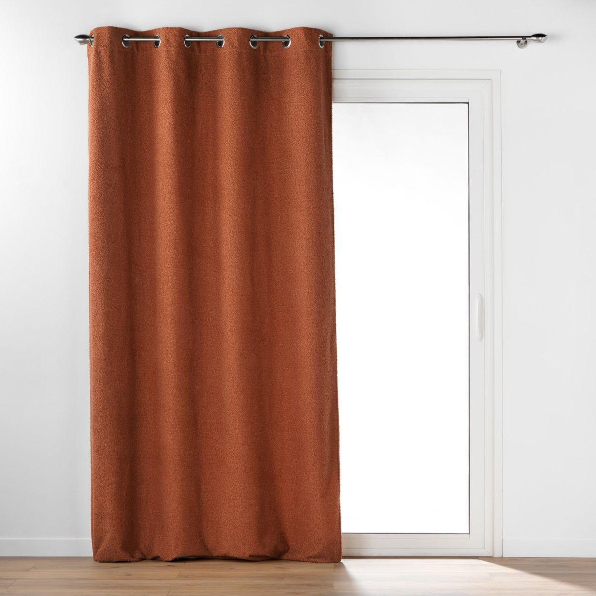 Douceur d'Intérieur Rideau à œillets bouclette  wooly  140x240cm terracotta