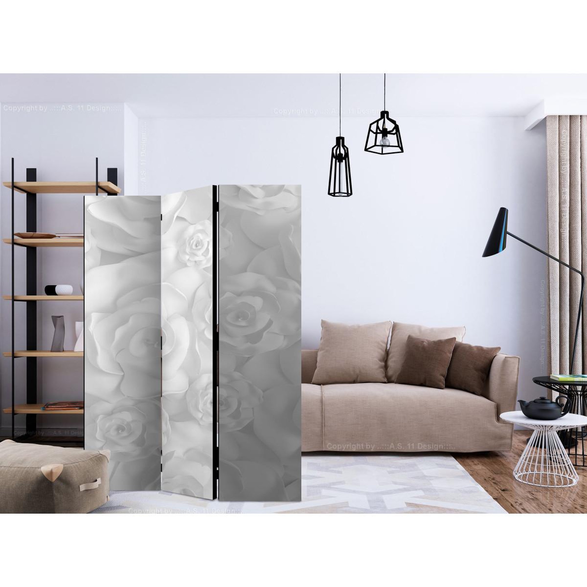 Voir la diapositive 2 : Paris Prix Paravent 3 volets  plaster flowers  135x172cm