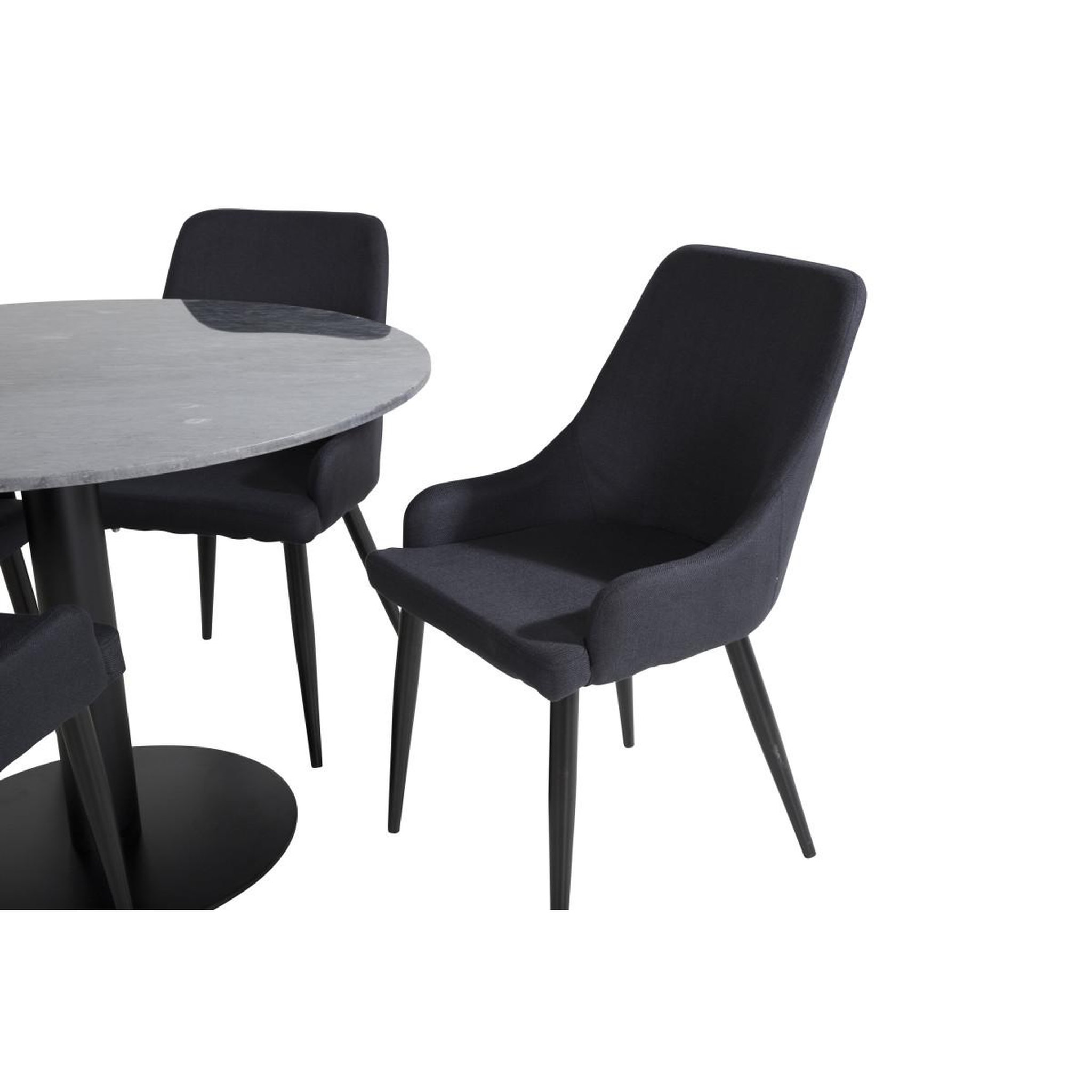 Voir la diapositive 2 : Paris Prix Ensemble Table à Manger & 4 Chaises  Estelle & Plaza  106cm Gris Foncé & Noir
