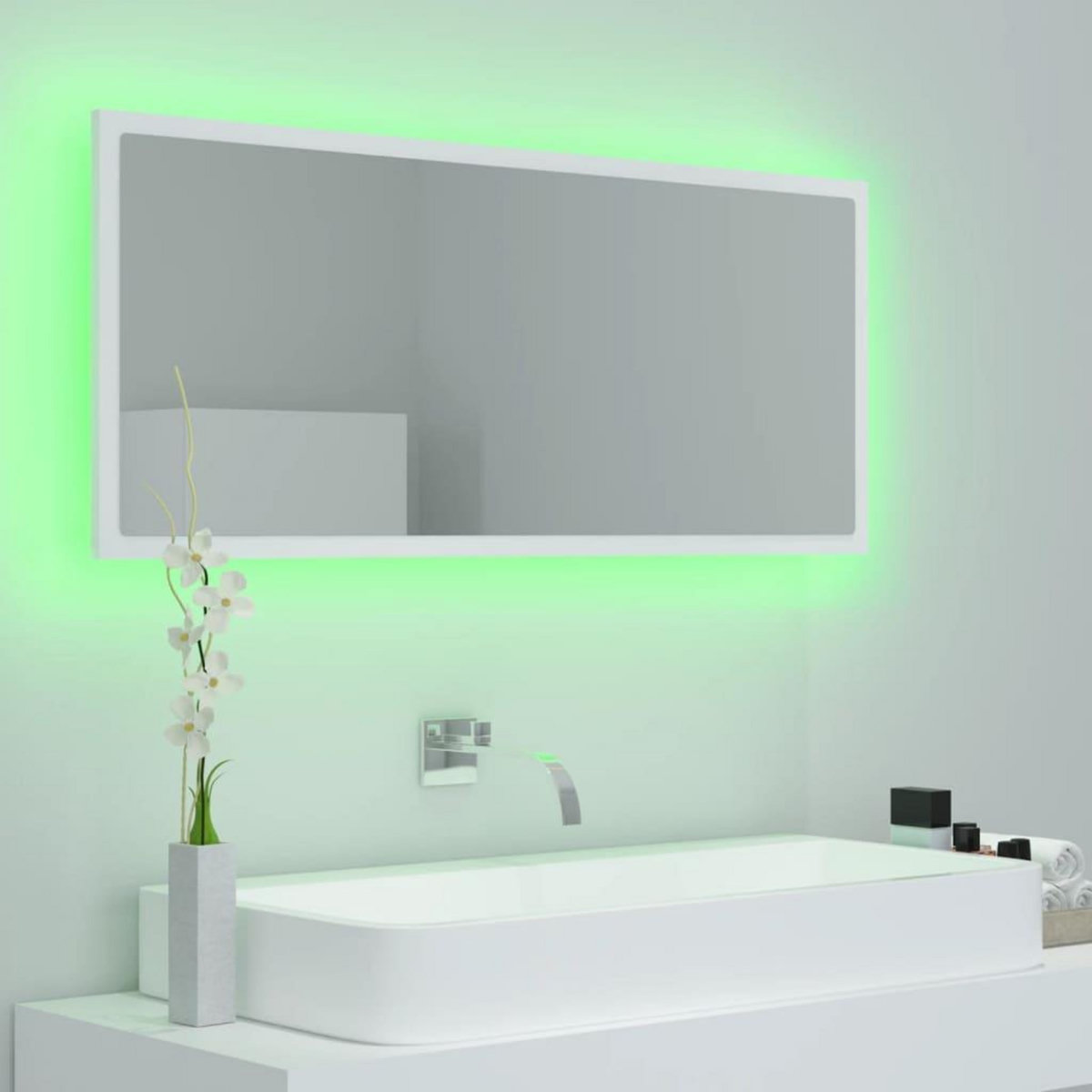 VIDAXL Miroir a LED de salle de bain Blanc 100x8,5x37 cm Acrylique