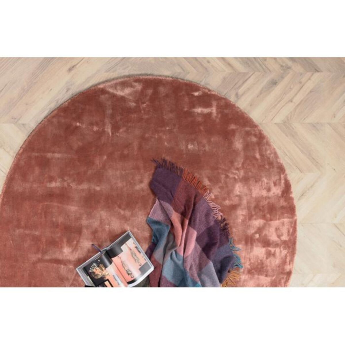 Paris Prix Tapis Déco Rond  Indra  200cm Rose Poudré