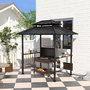 Voir la diapositive 4 : OUTSUNNY Abri barbecue pavillon de barbecue double-toit métal - 2 étagères latérales, crochet haut - noir