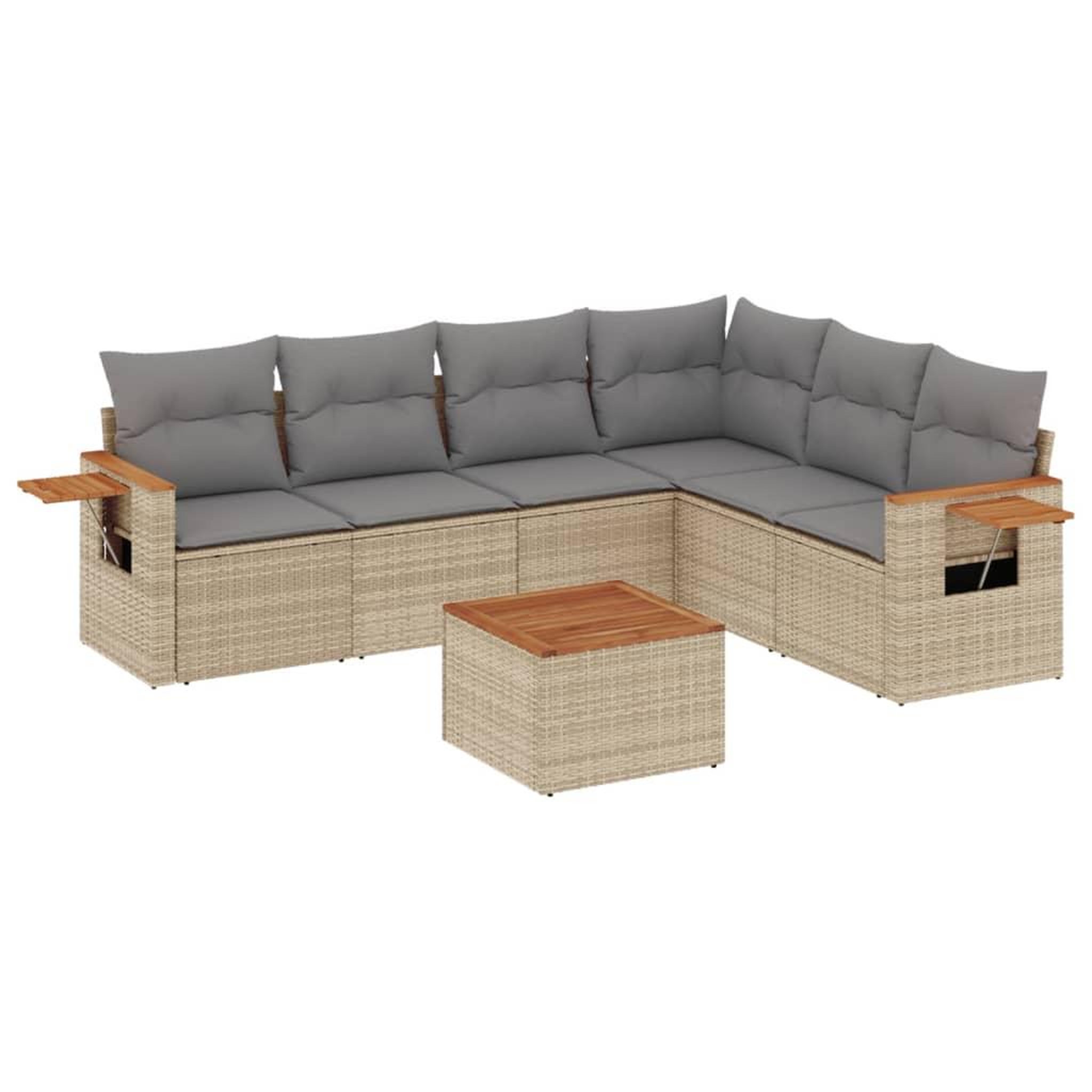Voir la diapositive 2 : VIDAXL Salon de jardin avec coussins 7 pcs beige resine tressee