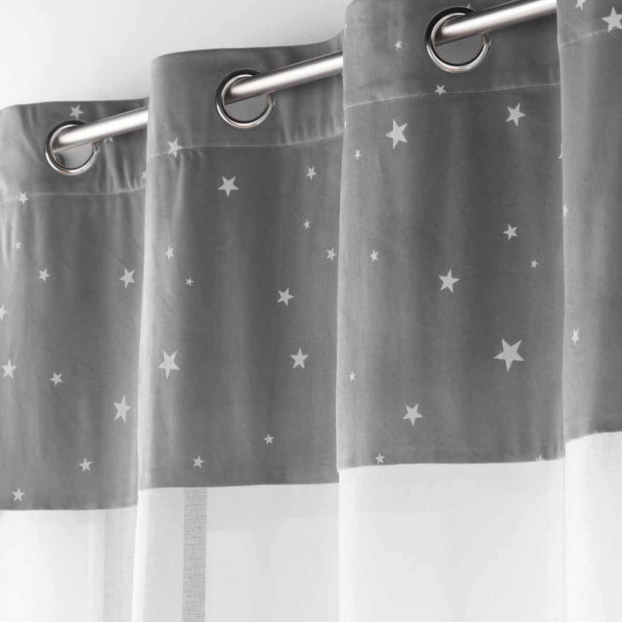 Voir la diapositive 2 : Douceur d'Intérieur Rideau voilage phosphorescent  moonlight  140x240cm gris