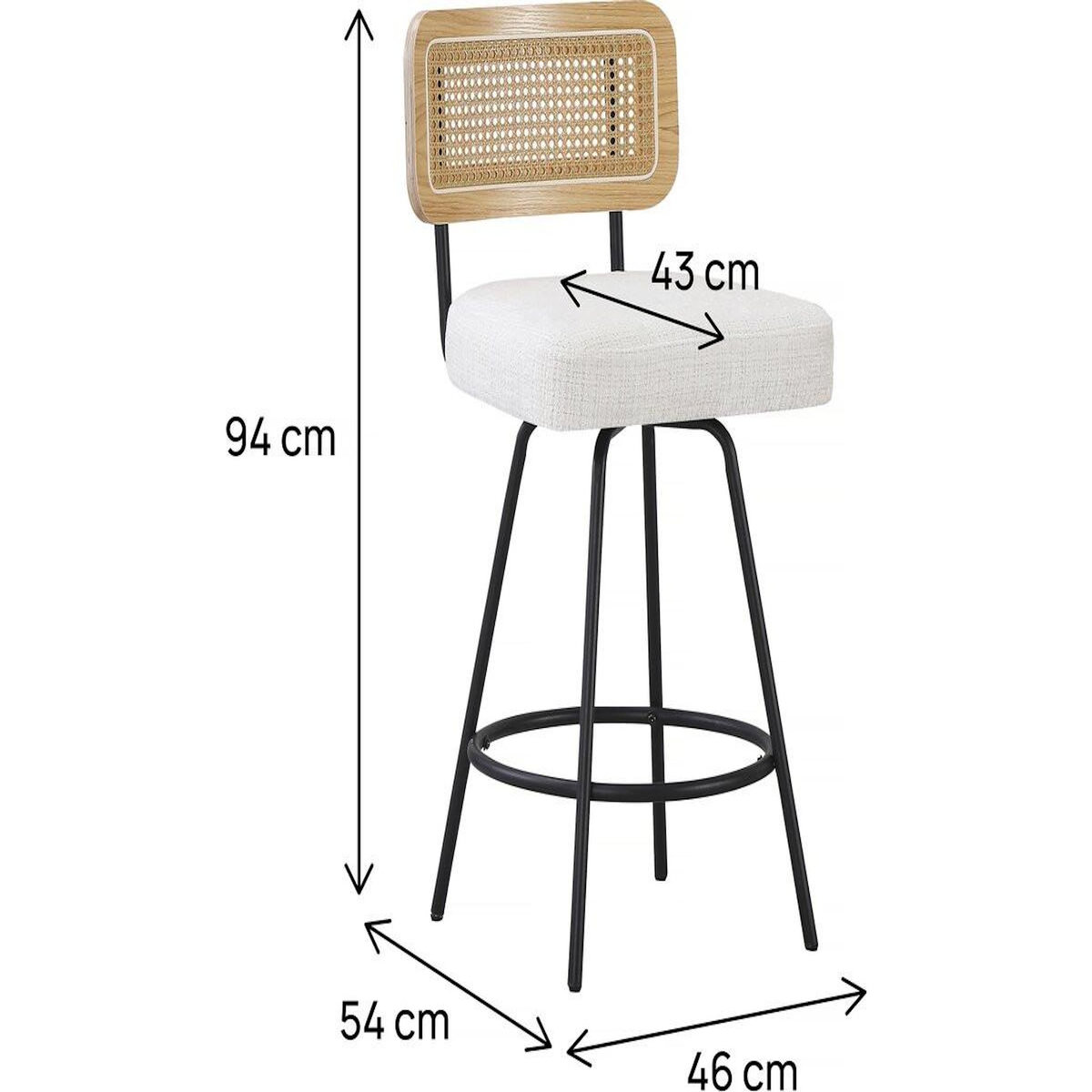 Habitat et Jardin Lot de 2 chaises hautes en tissu  Wilfried  - 51 x 44 x 95 cm - Beige