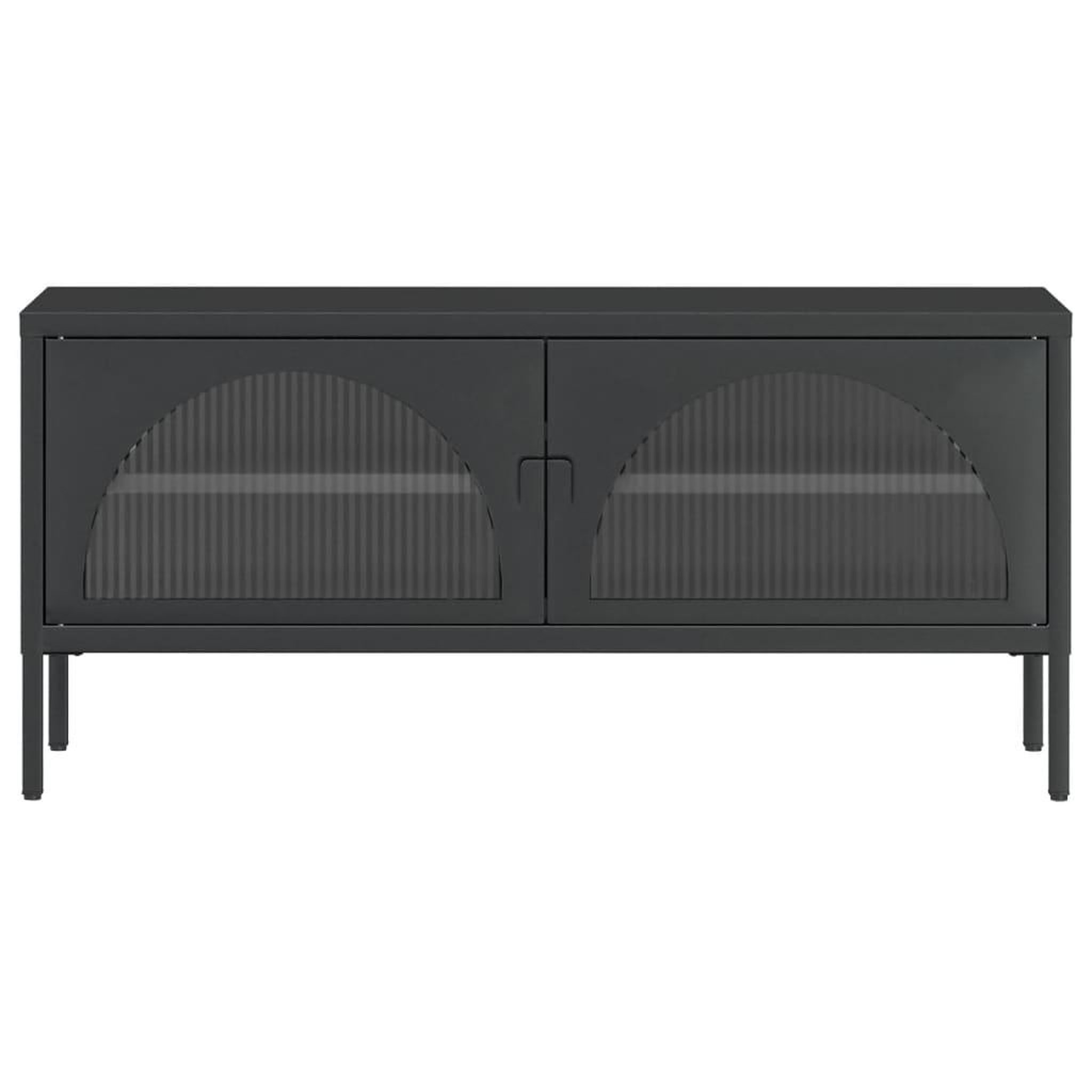 Voir la diapositive 5 : VIDAXL Meuble tv noir 105x35x50 cm verre et acier