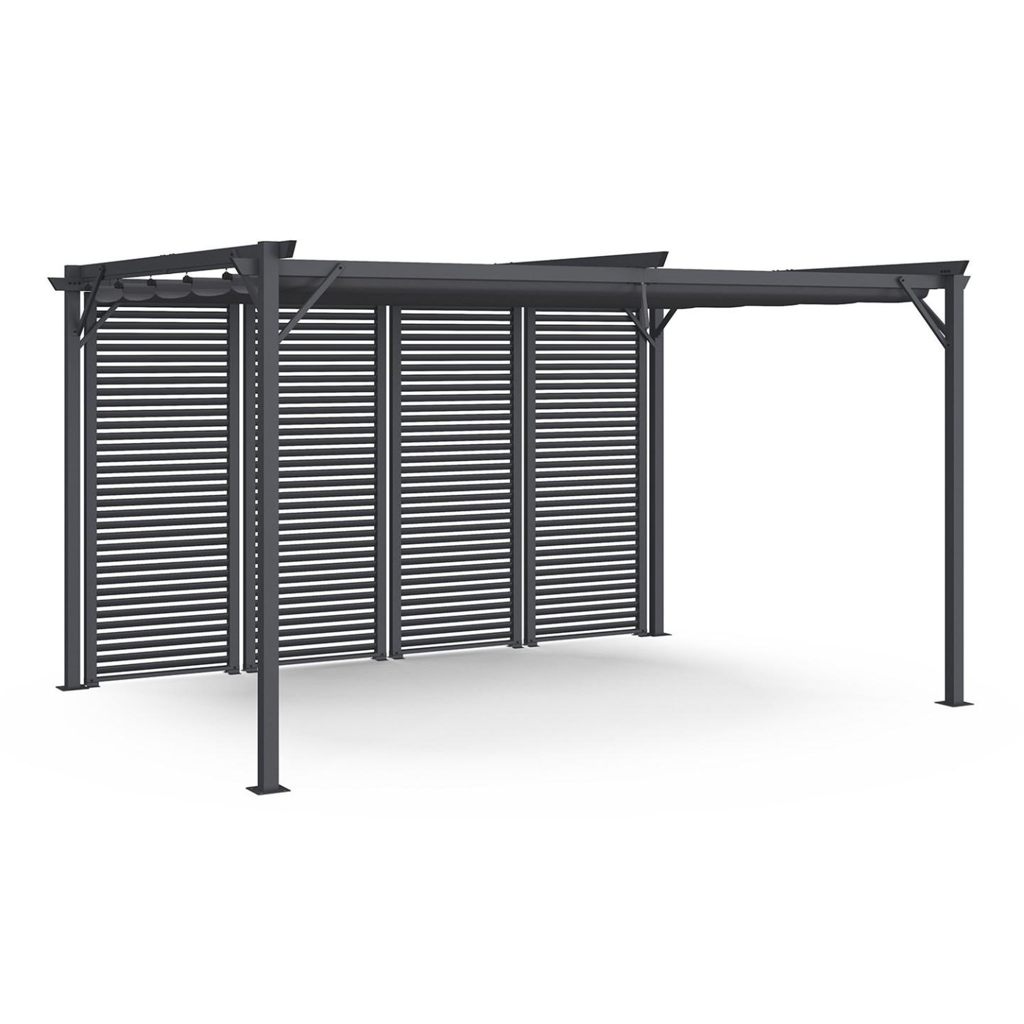 ID MARKET Pergola édition collector persienne toit rétractable 3x4m 4 pans modulables gris anthracite