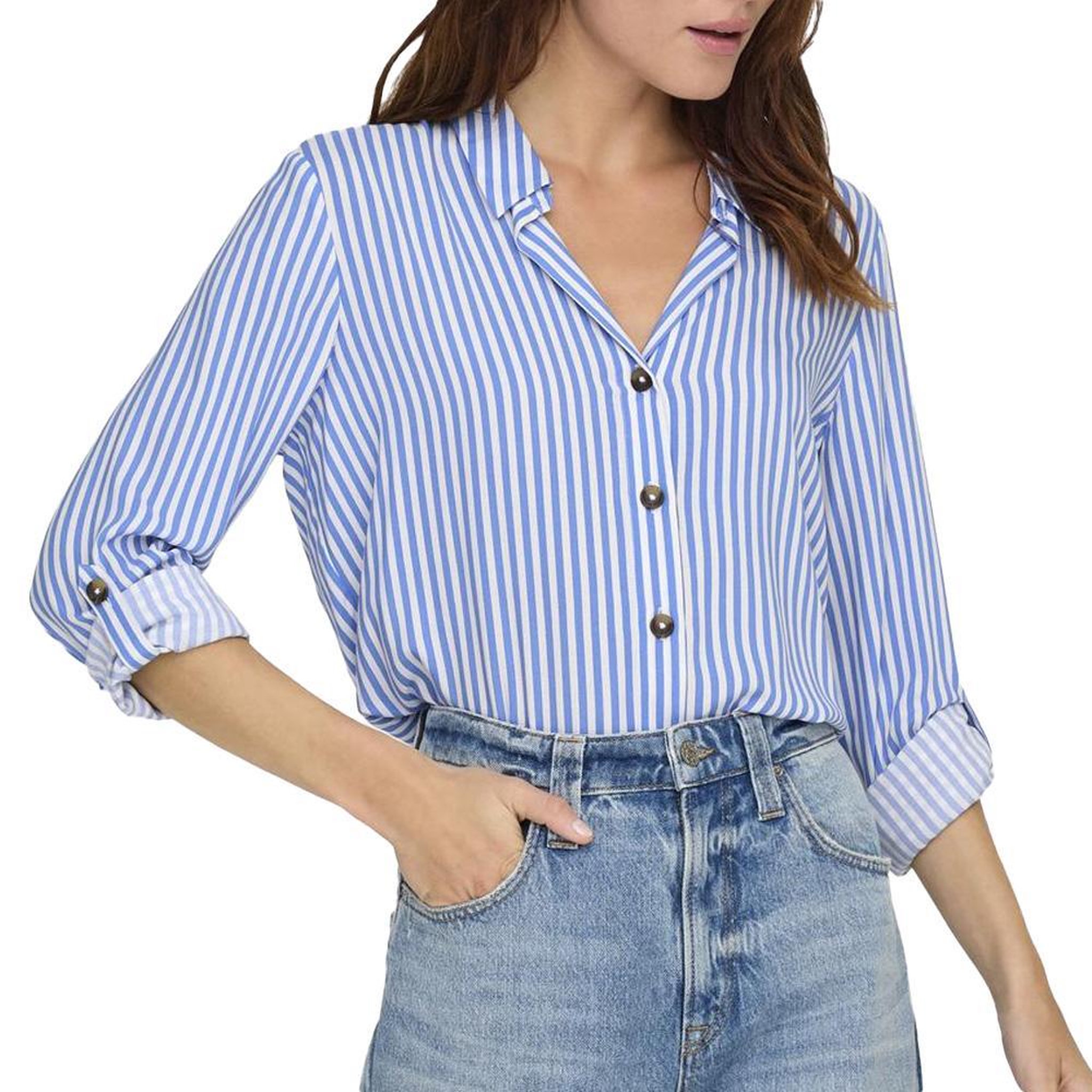 JACQUELINE DE YONG Chemise Bleu à Rayures Femme JDY Laurel. Coloris disponibles : Bleu