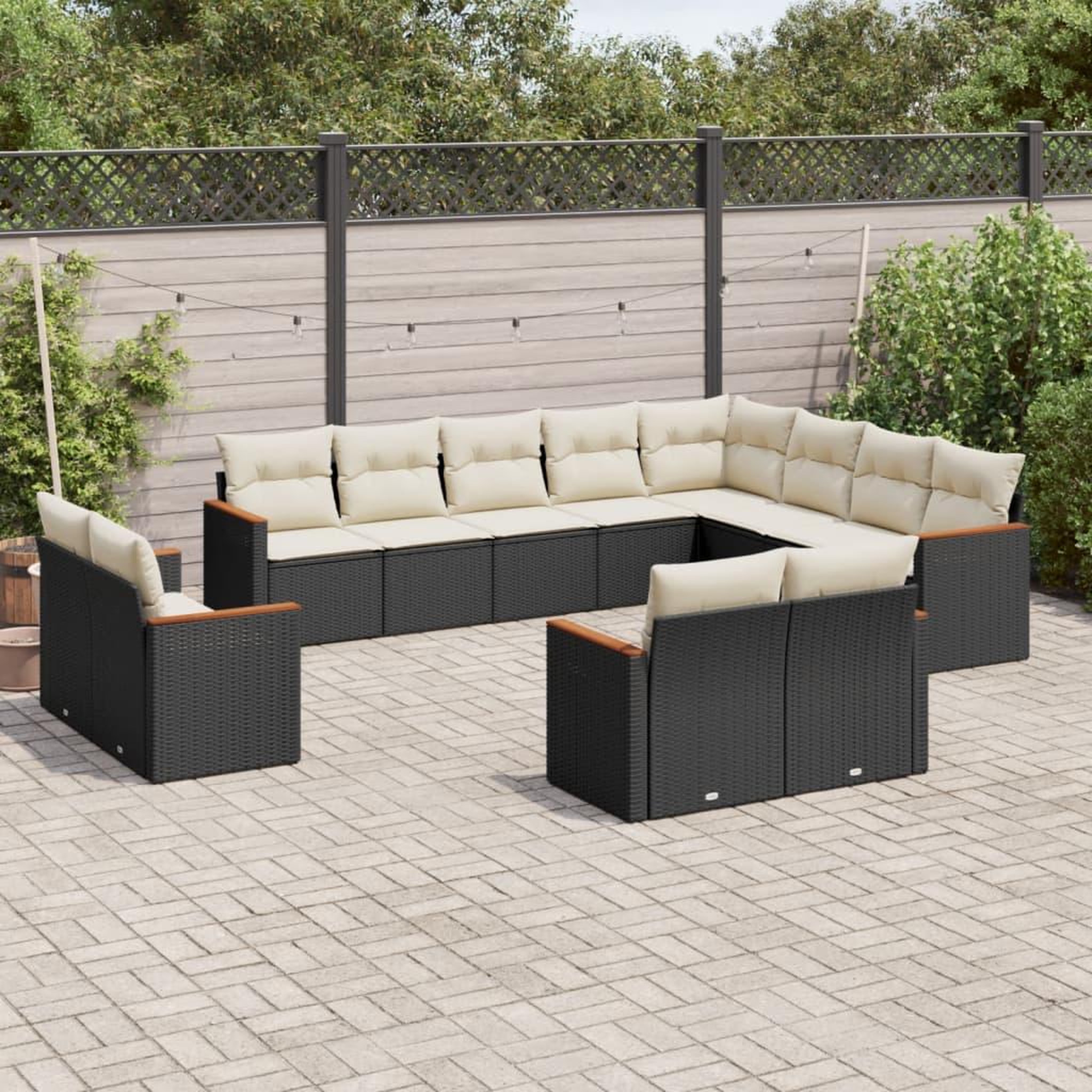 VIDAXL Salon de jardin 12 pcs avec coussins noir resine tressee