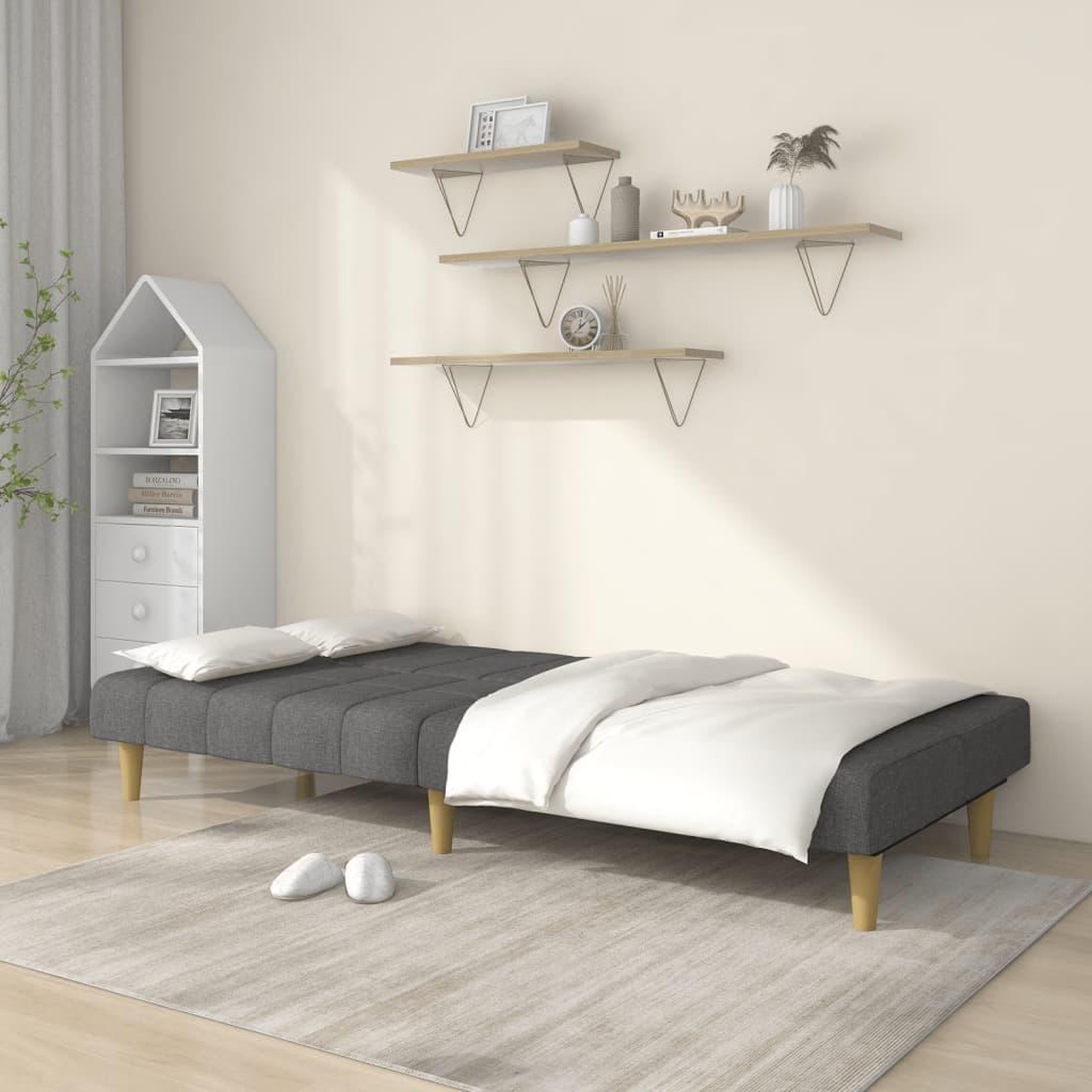 Voir la diapositive 3 : VIDAXL Canape-lit a 2 places gris clair tissu