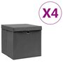 Voir la diapositive 1 : VIDAXL Boîtes de rangement avec couvercles 4 pcs 28x28x28 cm Gris