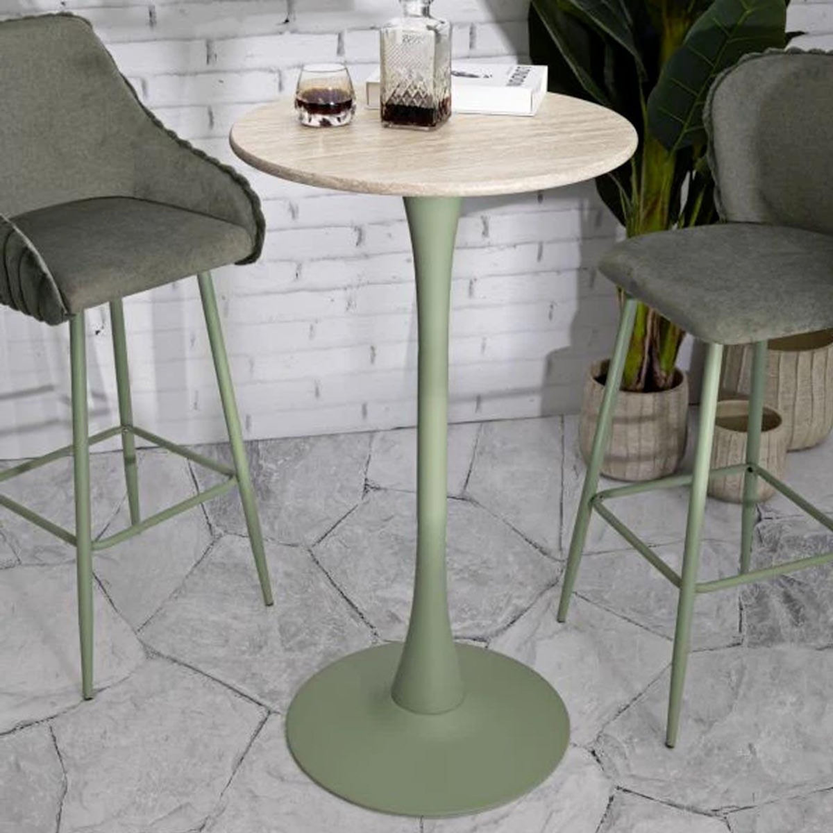 Paris Prix Table de Bar Ronde  Alaska  106cm Vert