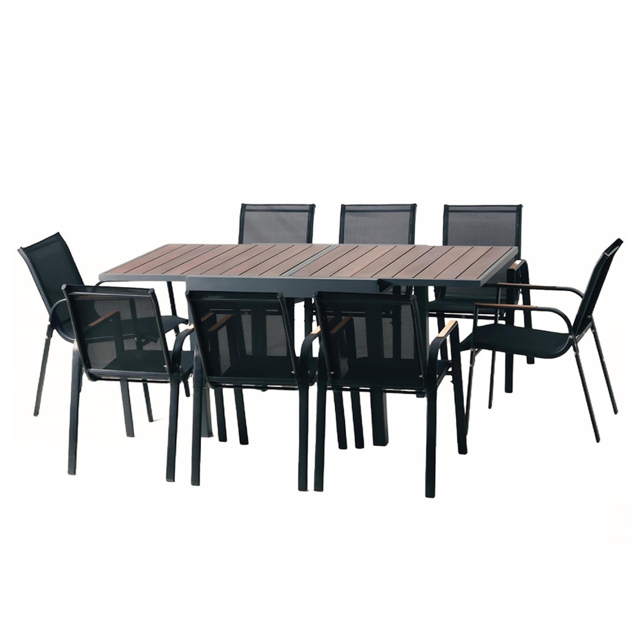 CONCEPT USINE Salon de jardin 8 places en aluminium et bois d'eucalyptus nido