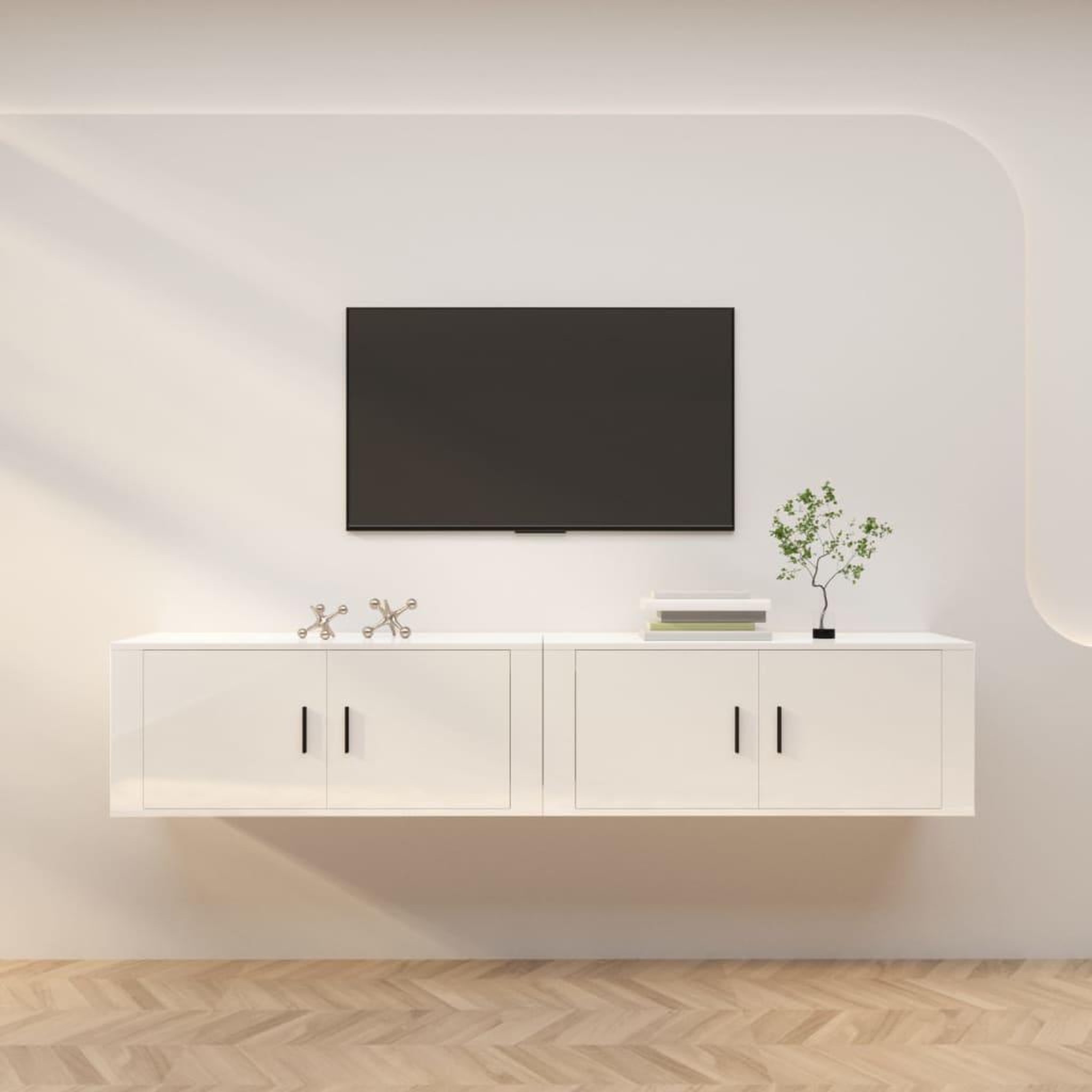 Voir la diapositive 1 : VIDAXL Meubles TV muraux 2 pcs blanc brillant 100x34,5x40 cm