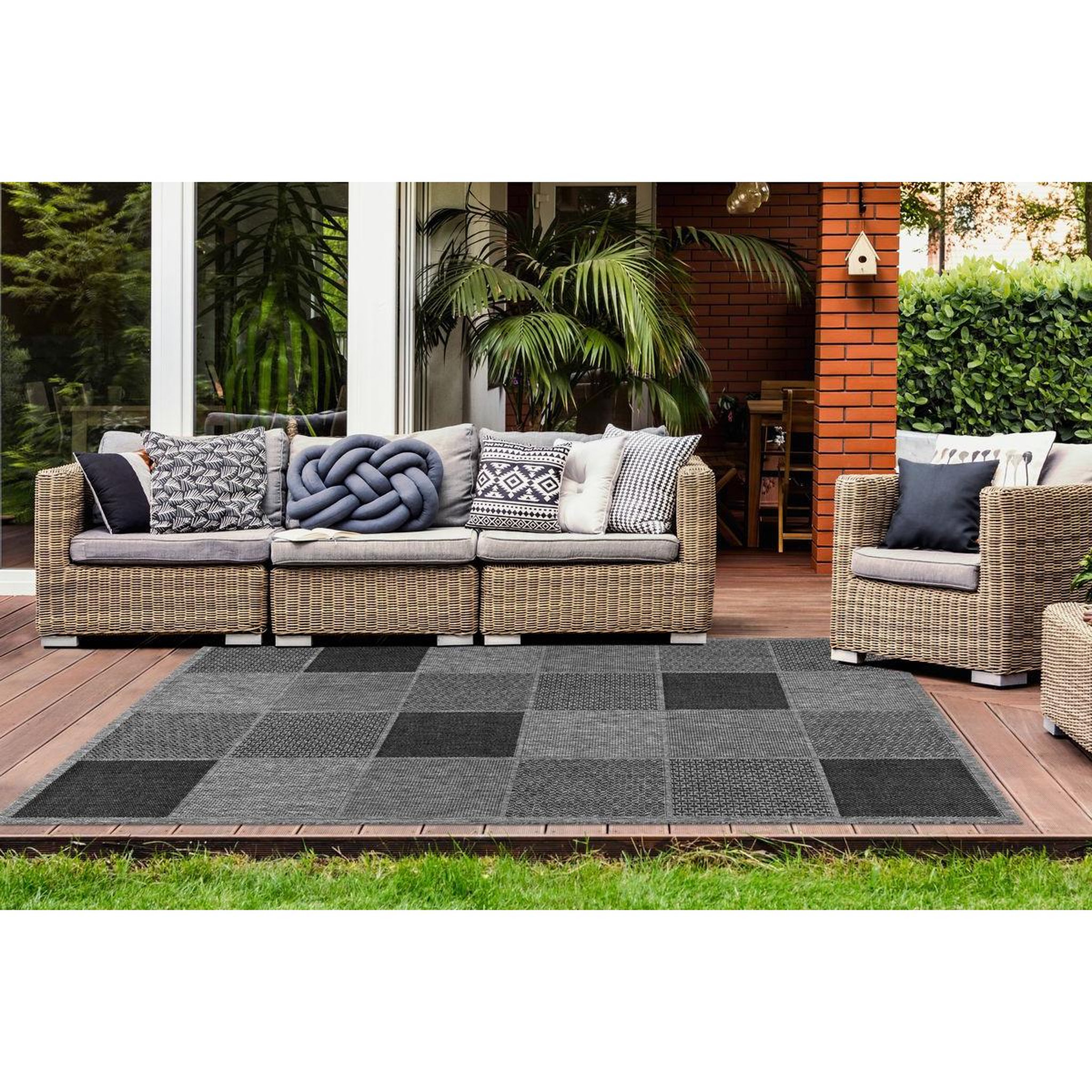 Voir la diapositive 2 : Paris Prix Tapis Effet Damier à Poils Courts  Sulawesi  Argent