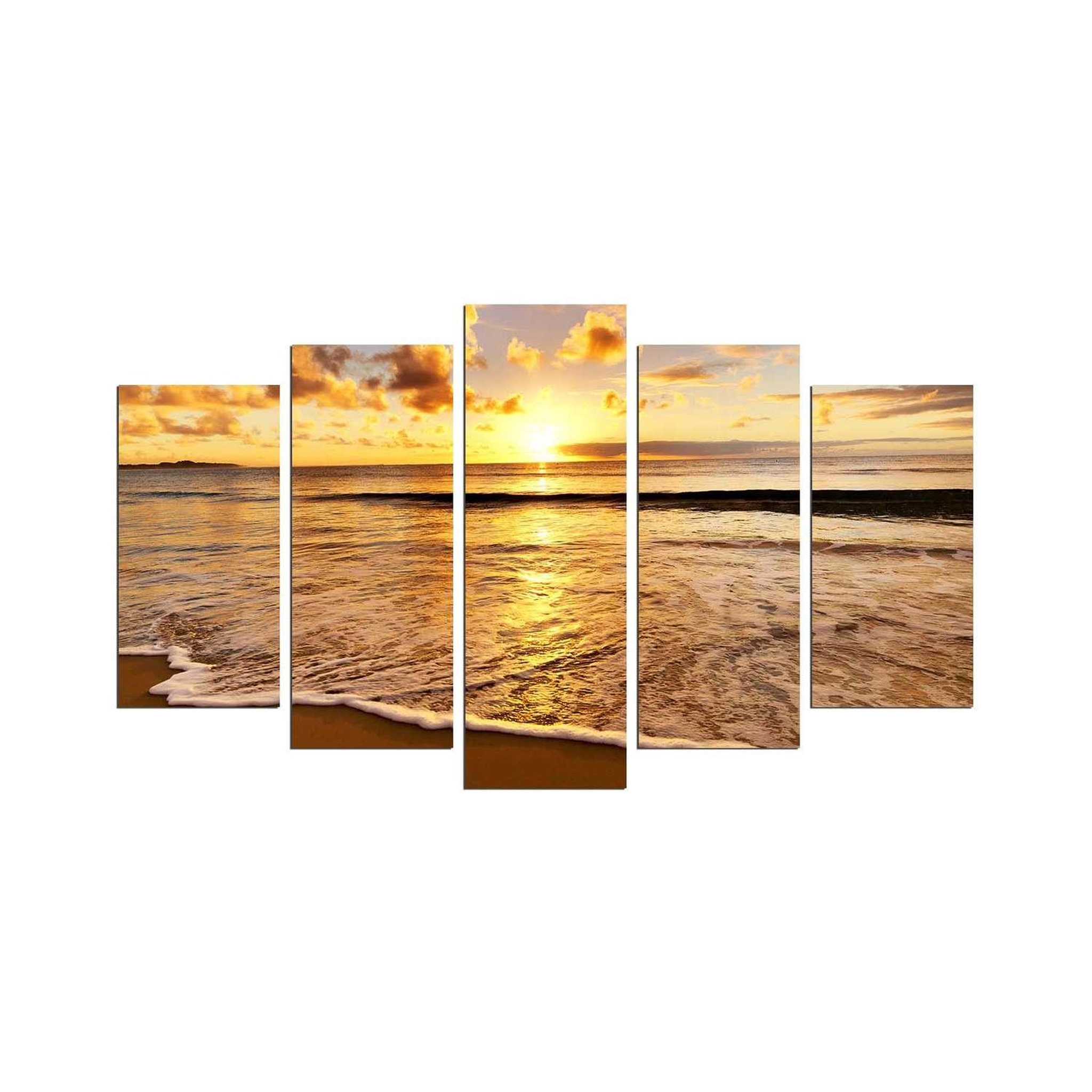 TOILINUX Lot de 5 tableaux coucher de soleil - orange