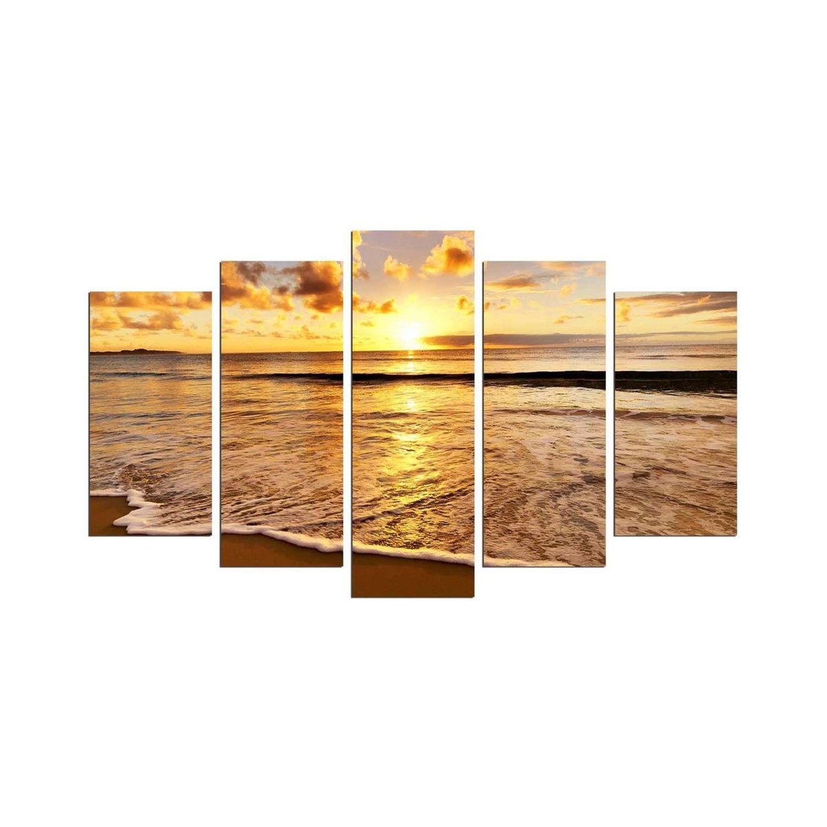 TOILINUX Lot de 5 tableaux coucher de soleil - Orange