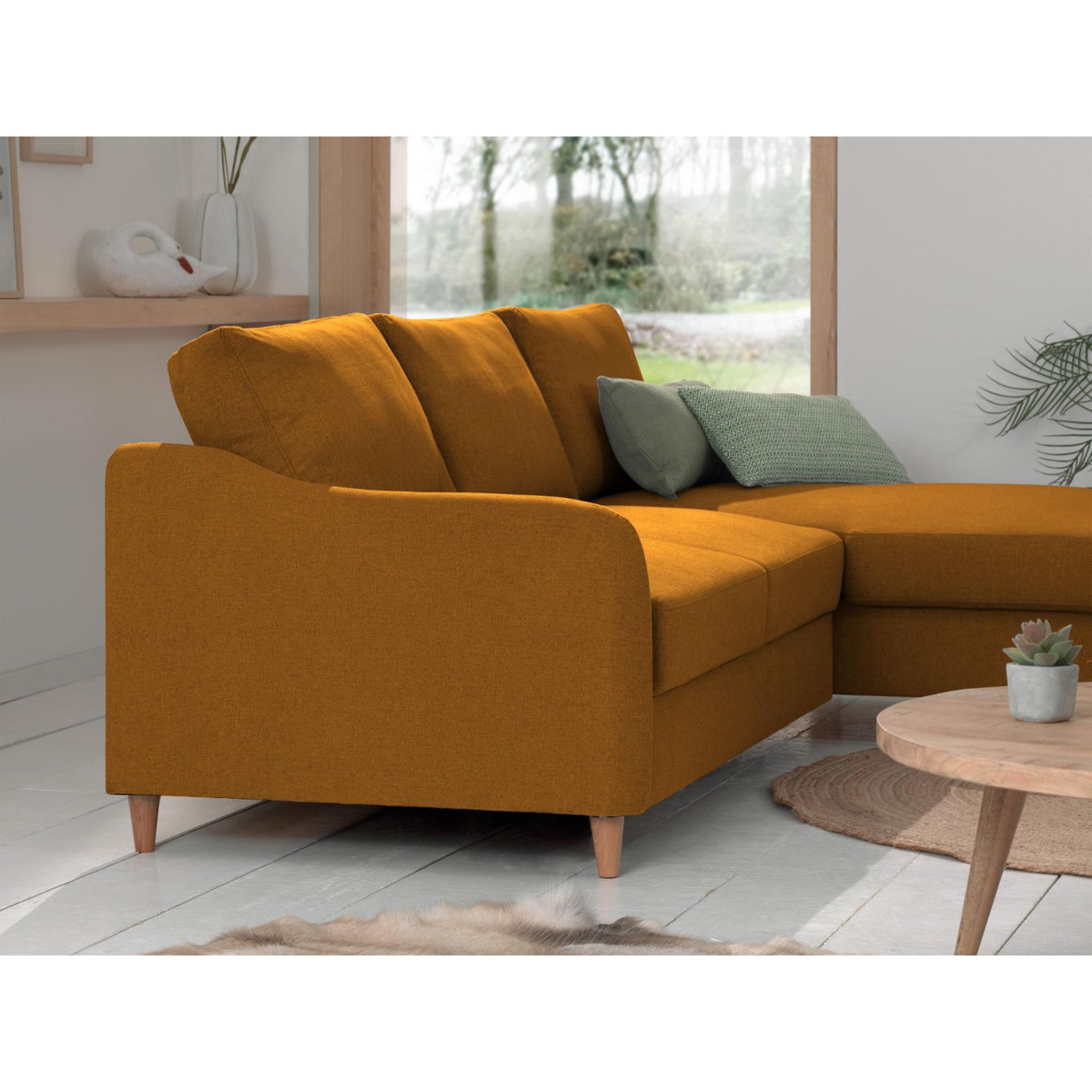 LISA DESIGN Will - canapé d'angle droit - convertible avec coffre - 4 places - en tissu