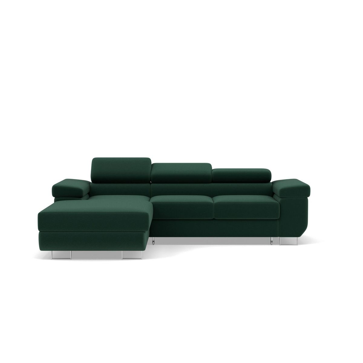 BEST MOBILIER Pablo - canapé d'angle gauche - 6 places - convertible avec coffre et têtières réglables - en velours